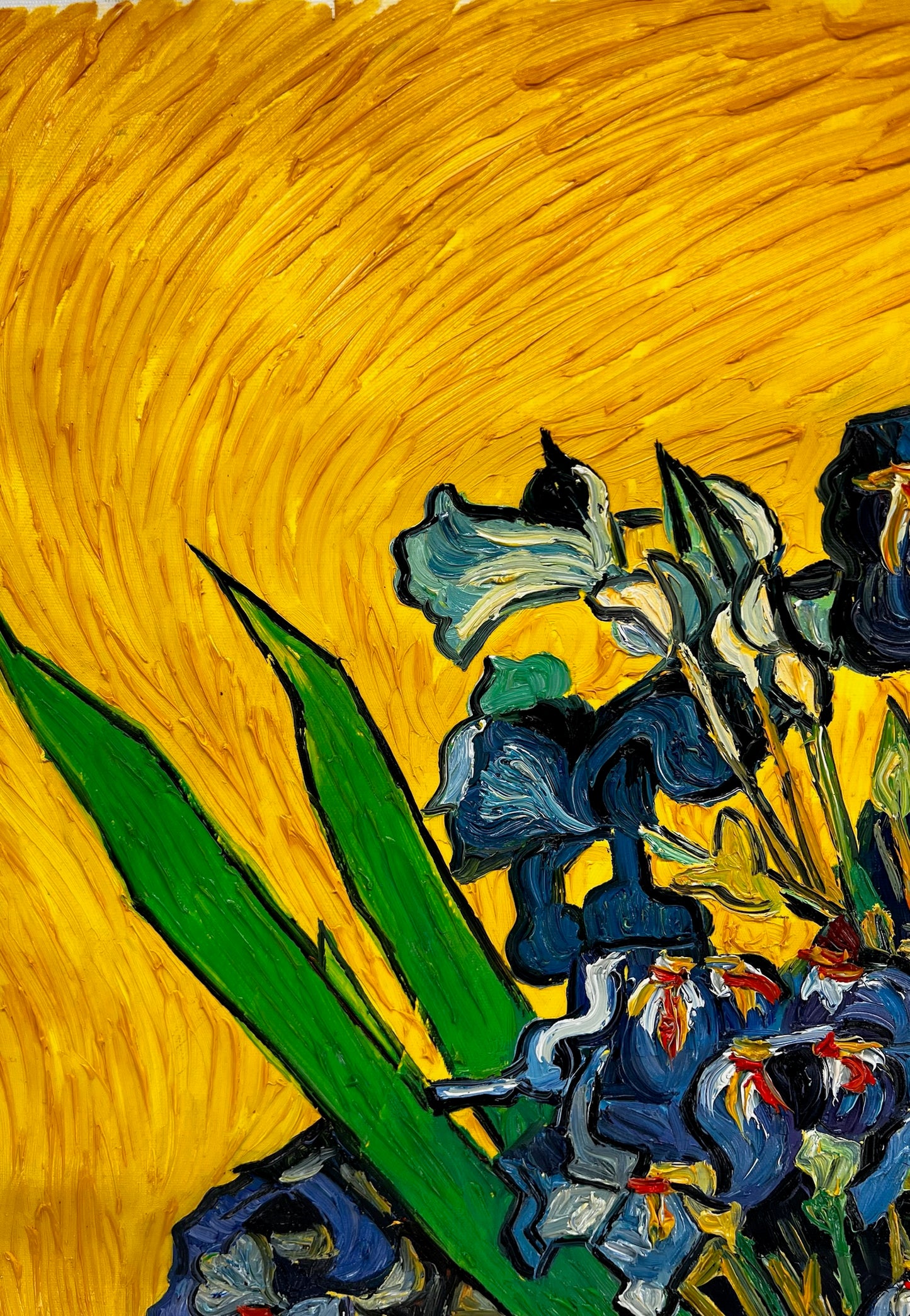 Vincent van Gogh – Vase avec des iris – Peinture à l'huile post-impressionniste peinte à la main sur toile (92 × 73,5 cm)