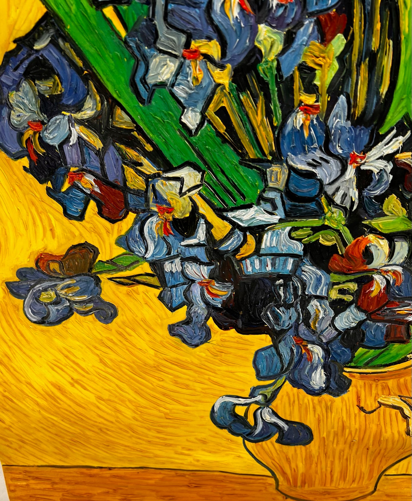 Vincent van Gogh – Vase avec des iris – Peinture à l'huile post-impressionniste peinte à la main sur toile (92 × 73,5 cm)