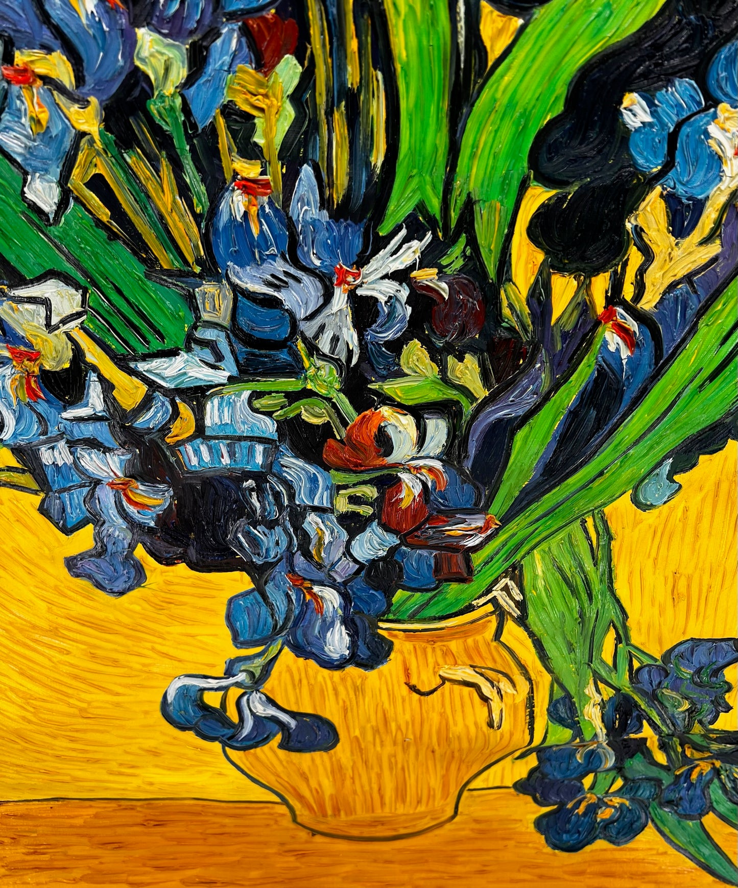 Vincent van Gogh – Vase avec des iris – Peinture à l'huile post-impressionniste peinte à la main sur toile (92 × 73,5 cm)
