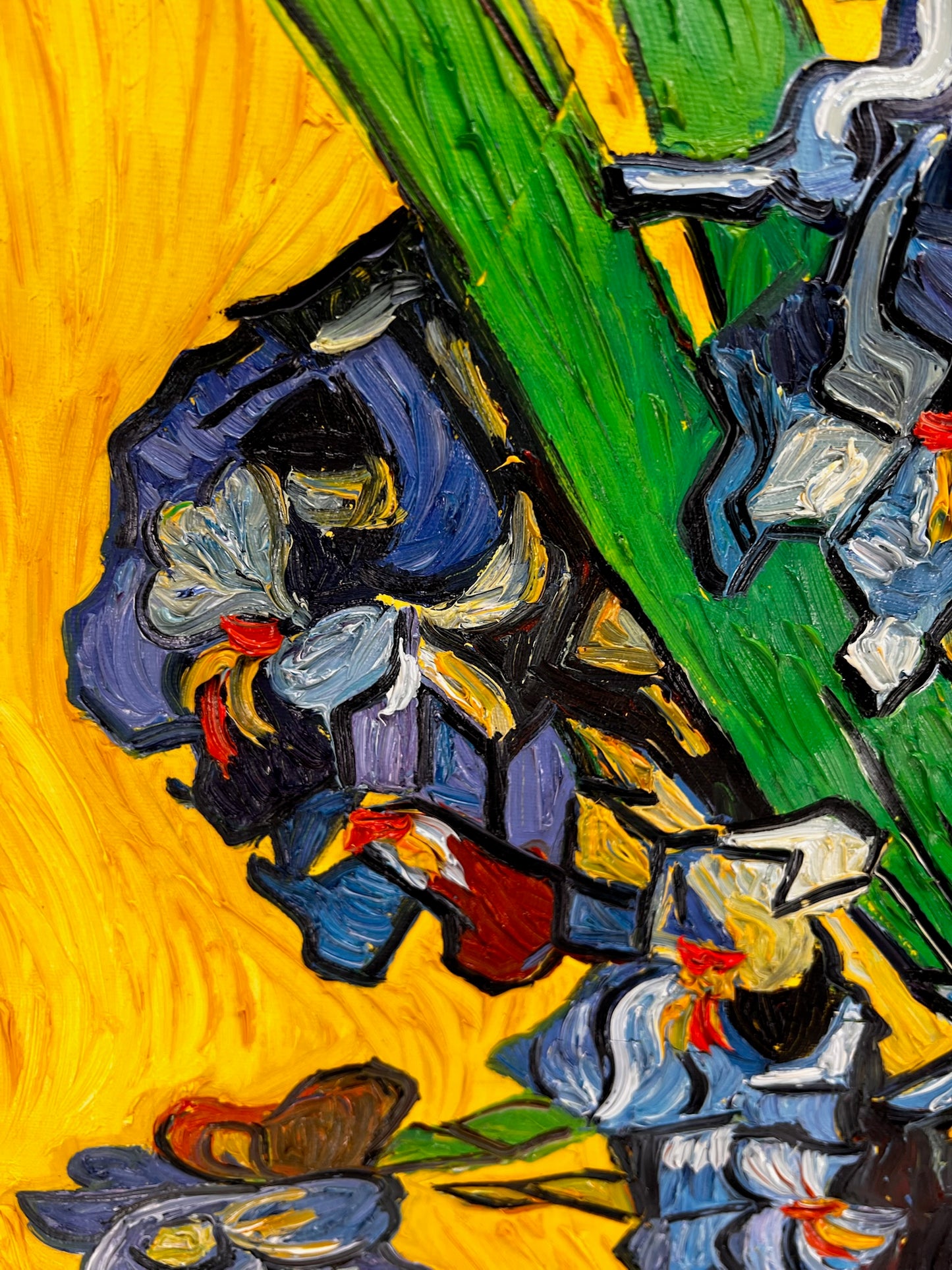 Vincent van Gogh – Vase avec des iris – Peinture à l'huile post-impressionniste peinte à la main sur toile (92 × 73,5 cm)