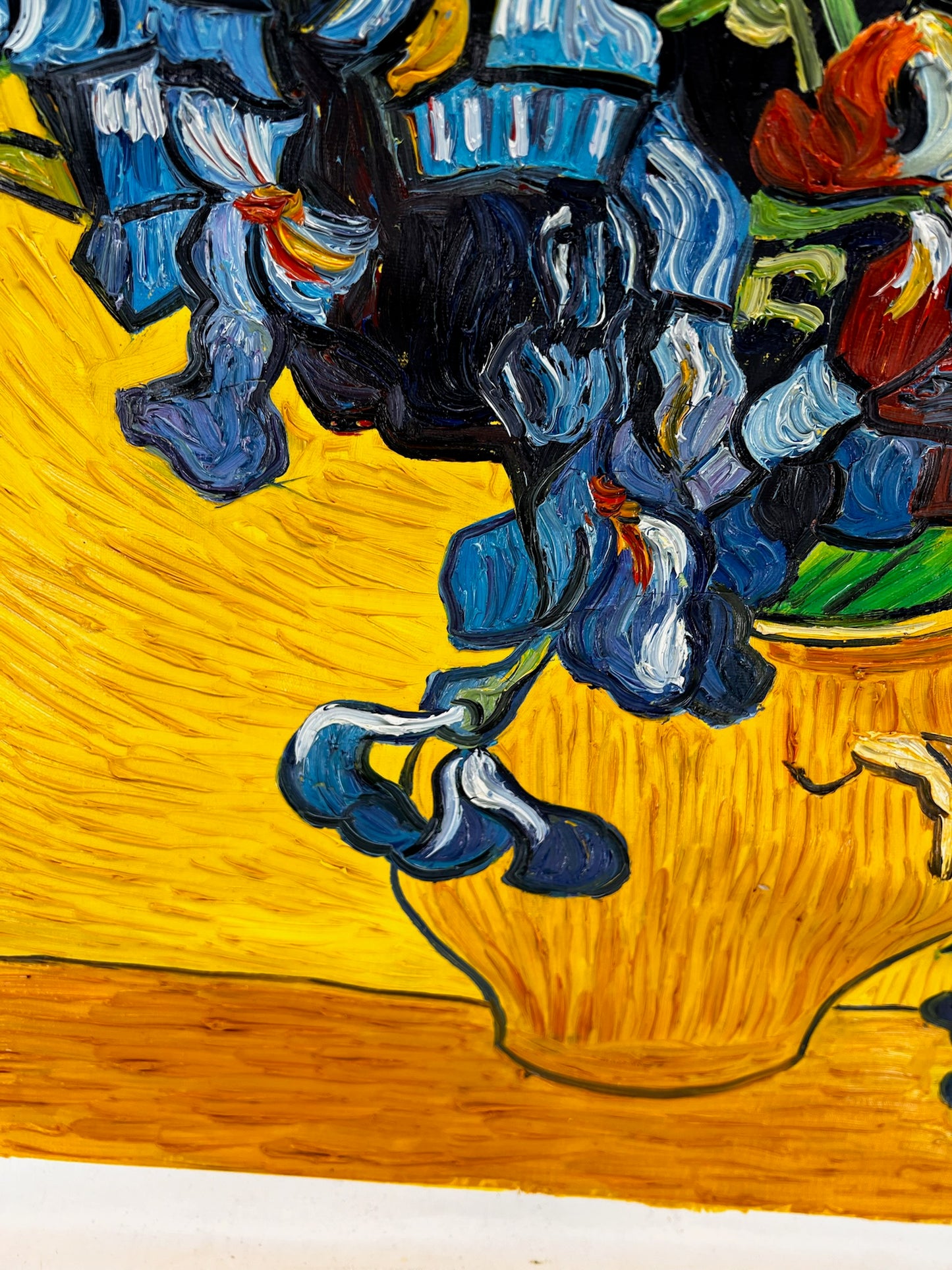 Vincent van Gogh – Vase avec des iris – Peinture à l'huile post-impressionniste peinte à la main sur toile (92 × 73,5 cm)