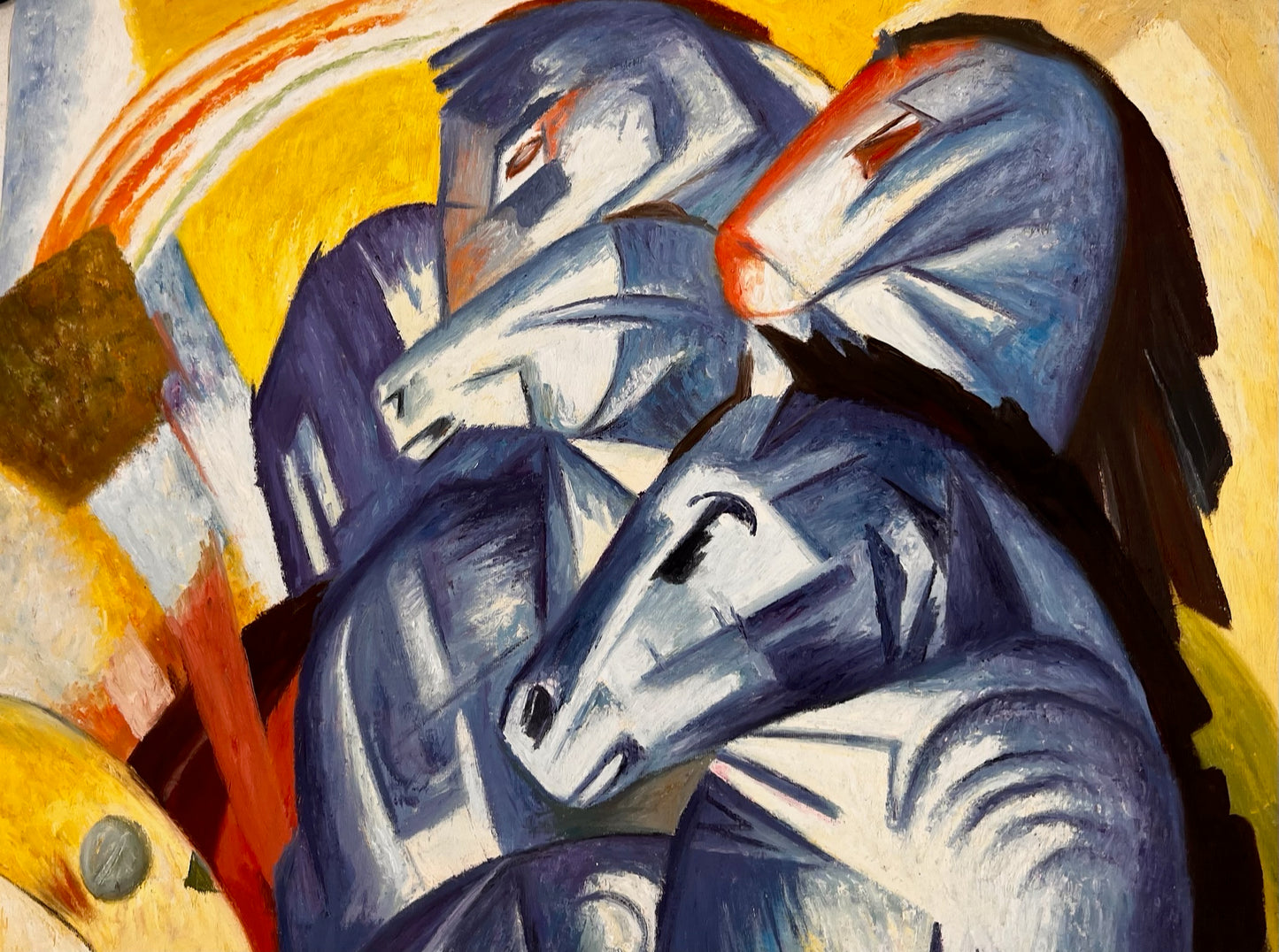 La Tour des Chevaux Bleus – Peinture à l'huile expressionniste peinte à la main sur toile (60 × 80 cm)