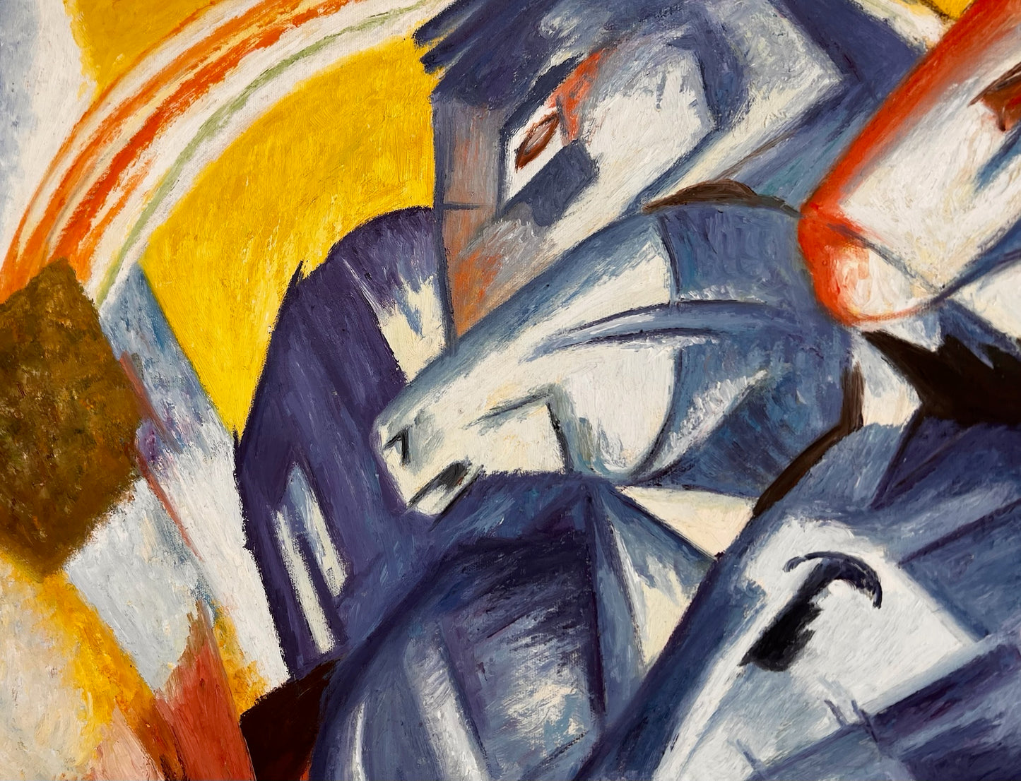 La Tour des Chevaux Bleus – Peinture à l'huile expressionniste peinte à la main sur toile (60 × 80 cm)