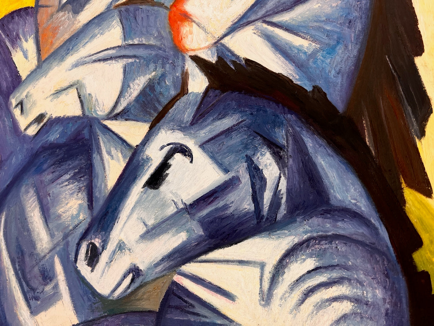 La Tour des Chevaux Bleus – Peinture à l'huile expressionniste peinte à la main sur toile (60 × 80 cm)