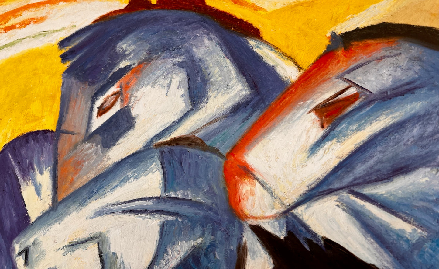 La Tour des Chevaux Bleus – Peinture à l'huile expressionniste peinte à la main sur toile (60 × 80 cm)