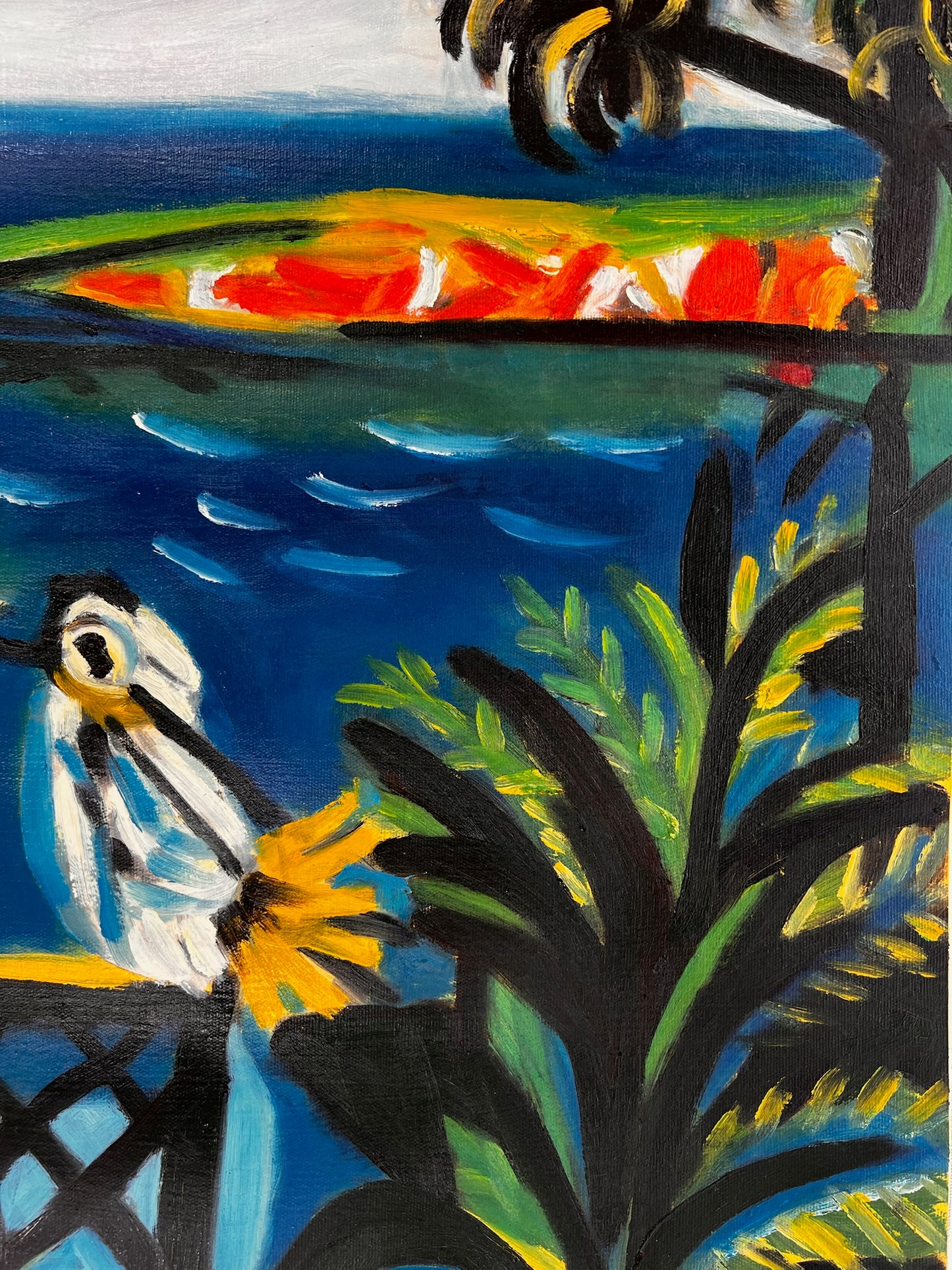 Côte d’Azur – Peinture à l'huile cubiste peinte à la main sur toile (60 × 80 cm)
