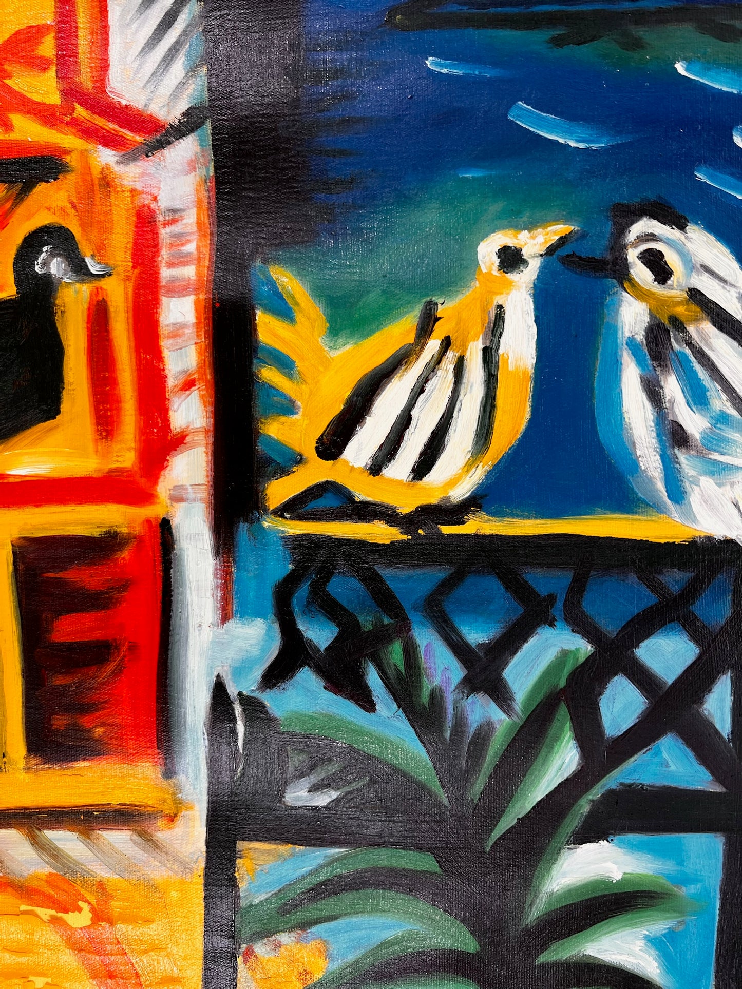 Côte d’Azur – Peinture à l'huile cubiste peinte à la main sur toile (60 × 80 cm)