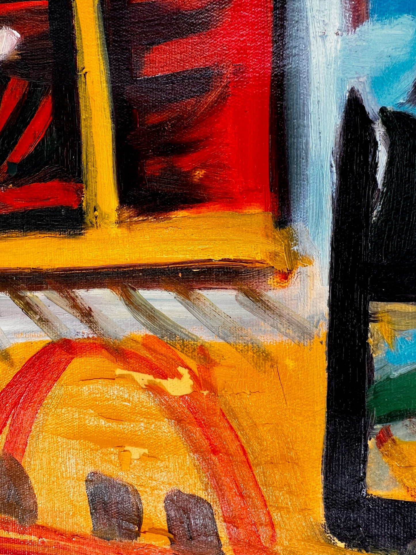 Côte d’Azur – Peinture à l'huile cubiste peinte à la main sur toile (60 × 80 cm)