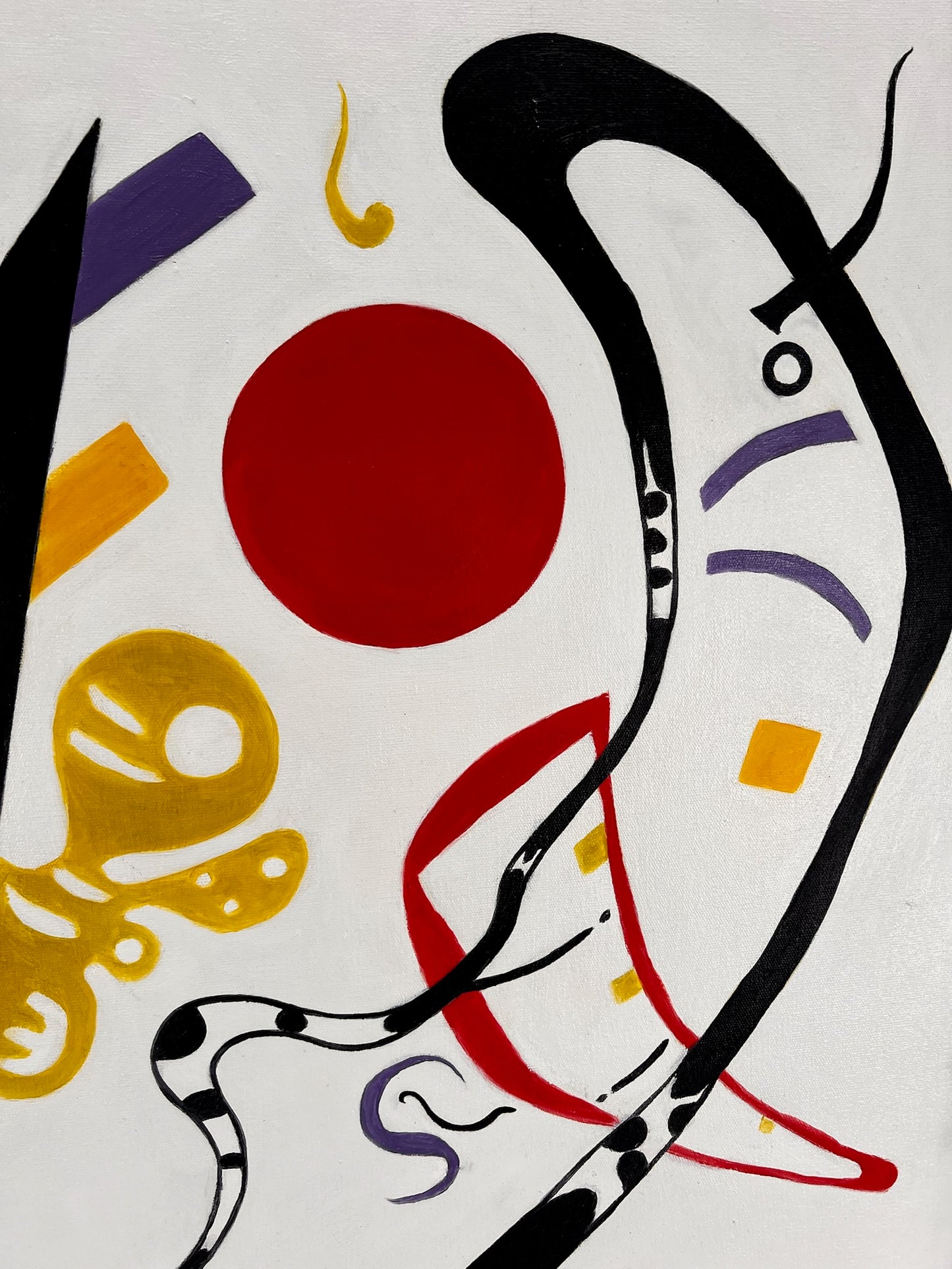 Composition abstraite WK 819 (d'après Wassily Kandinsky) – Peinture à l'huile moderne abstraite peinte à la main sur toile (60 × 80 cm, encadrée)
