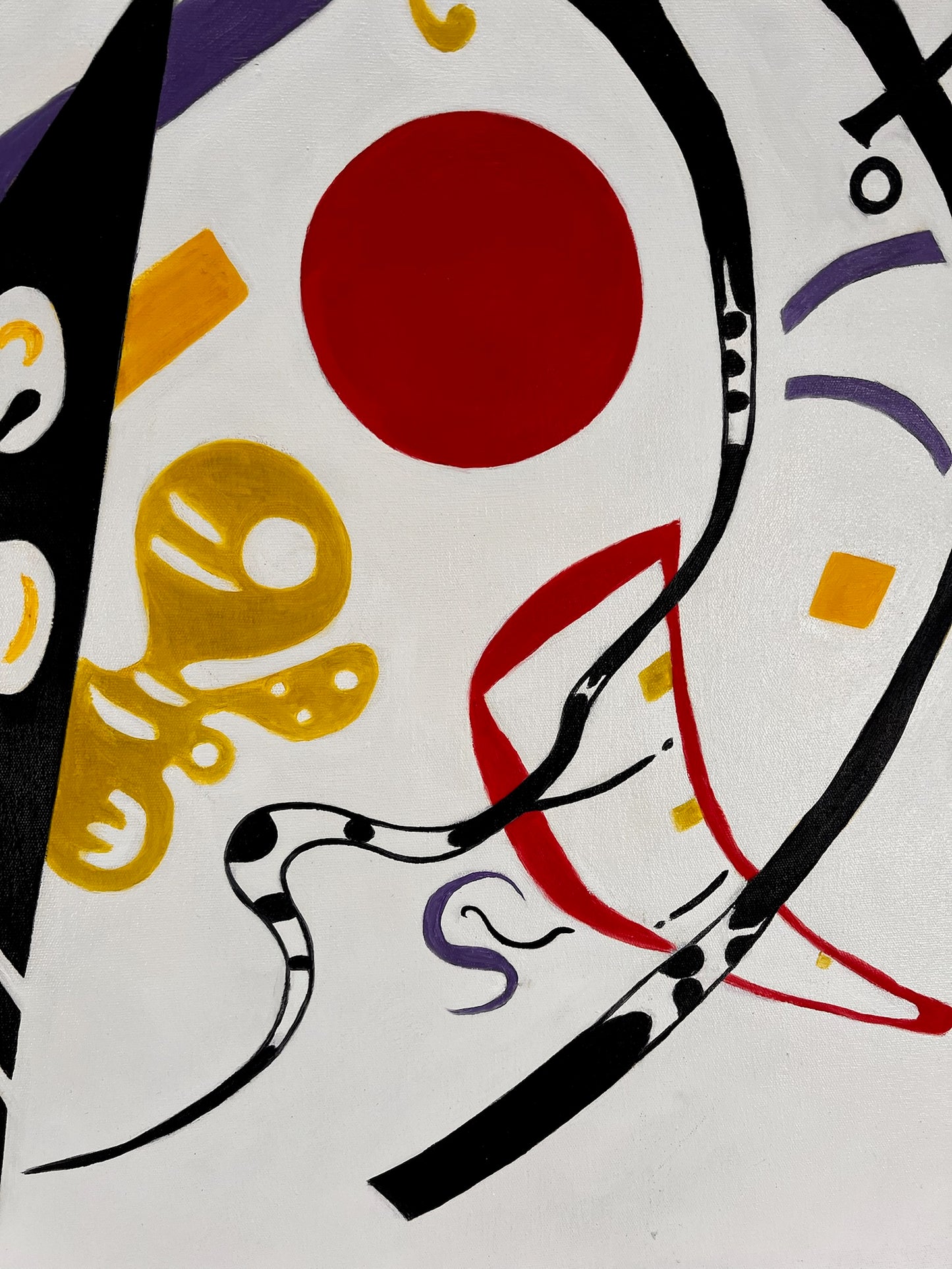 Composition abstraite WK 819 (d'après Wassily Kandinsky) – Peinture à l'huile moderne abstraite peinte à la main sur toile (60 × 80 cm, encadrée)