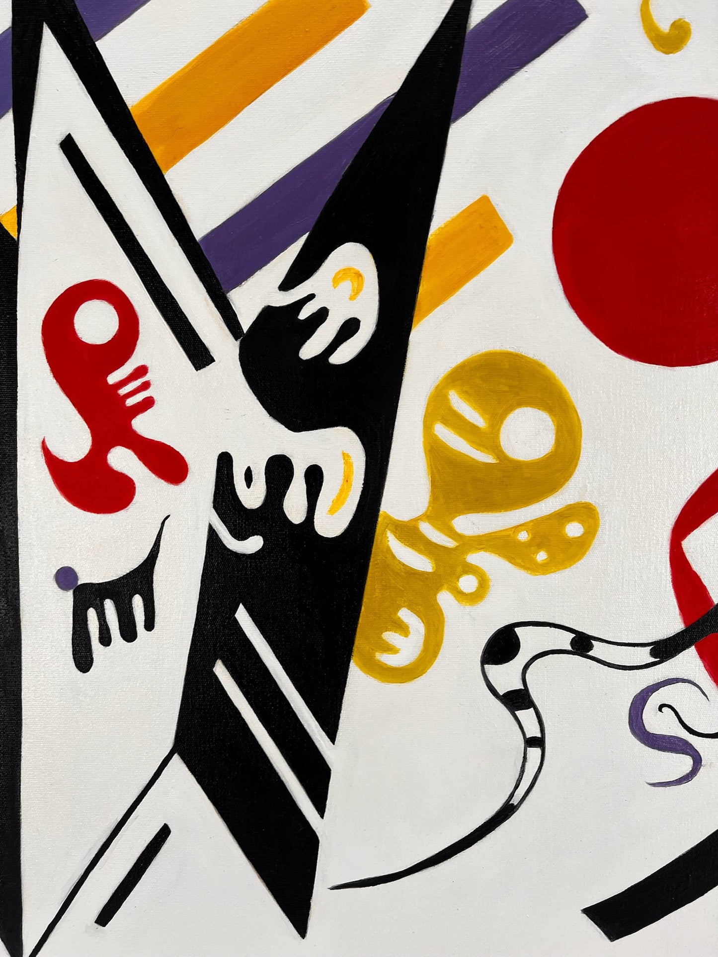 Composition abstraite WK 819 (d'après Wassily Kandinsky) – Peinture à l'huile moderne abstraite peinte à la main sur toile (60 × 80 cm, encadrée)