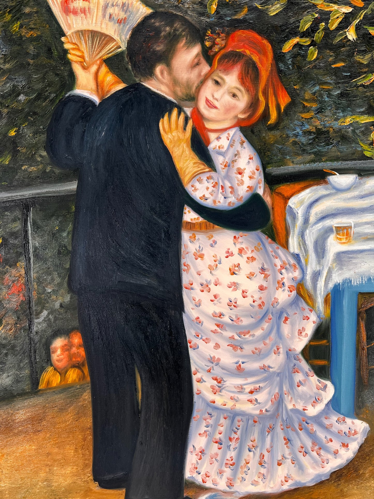 Danse à Bougival (d'après Pierre-Auguste Renoir) – Peinture à l'huile impressionniste sur toile peinte à la main (60 × 80 cm, encadrée)