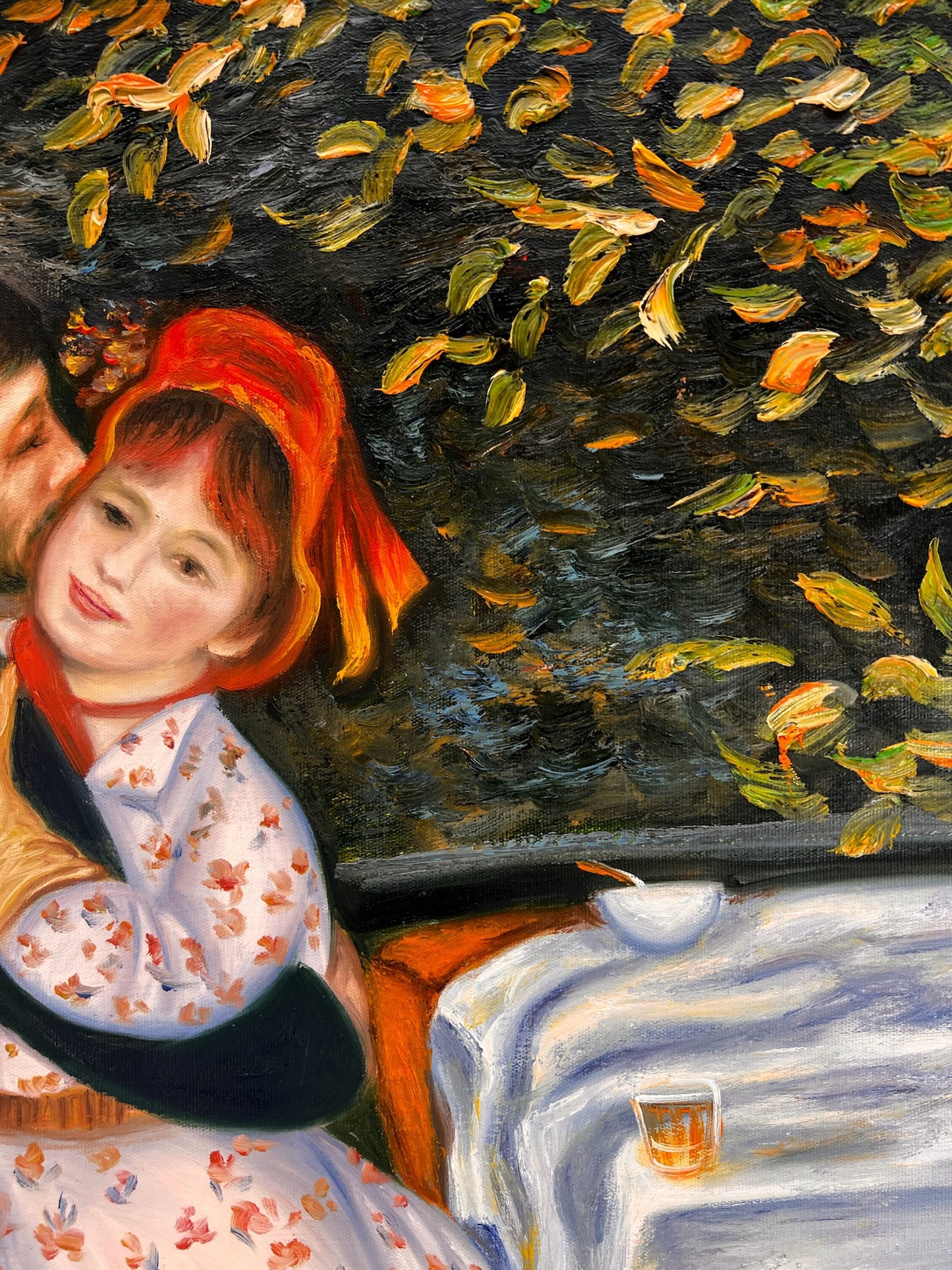 Danse à Bougival (d'après Pierre-Auguste Renoir) – Peinture à l'huile impressionniste sur toile peinte à la main (60 × 80 cm, encadrée)