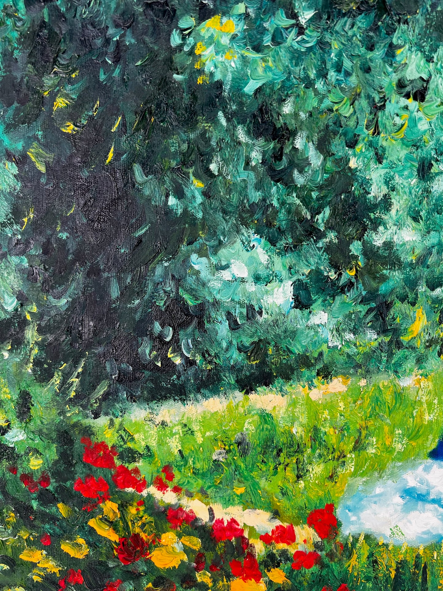 Femme dans le Jardin (après Édouard Manet) – Huile Impressionniste Peinte à la Main sur Toile (60 × 80 cm)