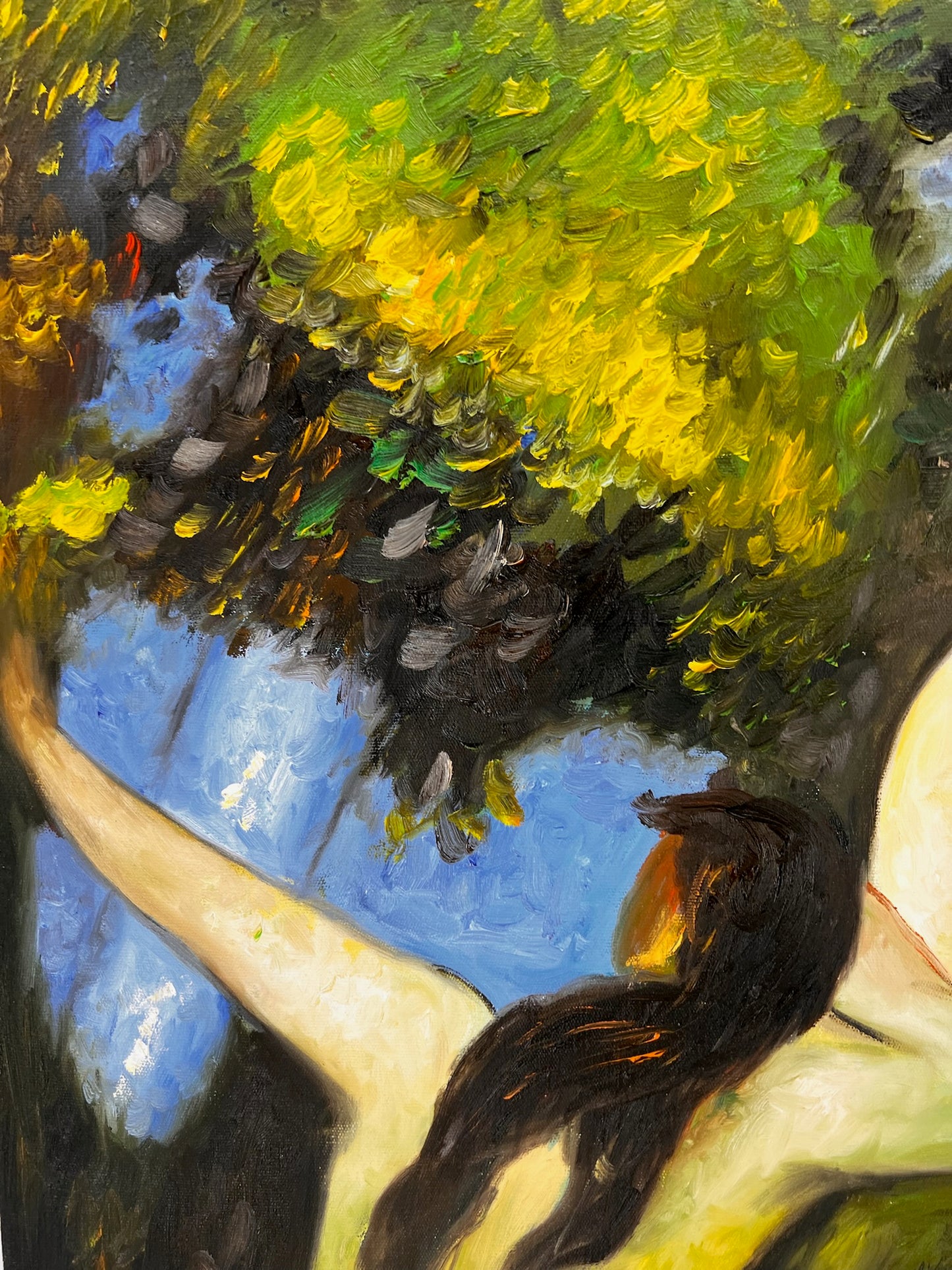 Baigneuses (d'après Paul Cézanne) – Huile sur toile post-impressionniste peinte à la main (64 × 80 cm)