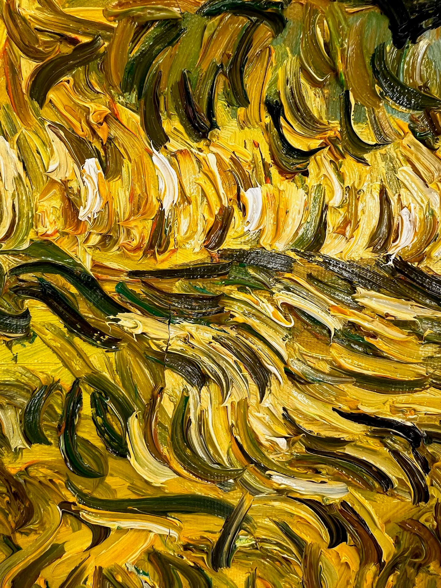Oliveraie (d'après Vincent van Gogh) – Peinture à l'huile post-impressionniste peinte à la main sur toile (70 × 100 cm)