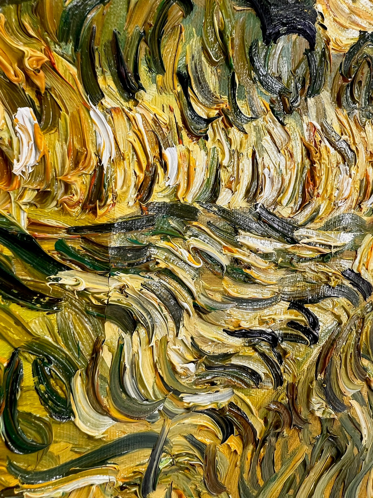 Oliveraie (d'après Vincent van Gogh) – Peinture à l'huile post-impressionniste peinte à la main sur toile (70 × 100 cm)