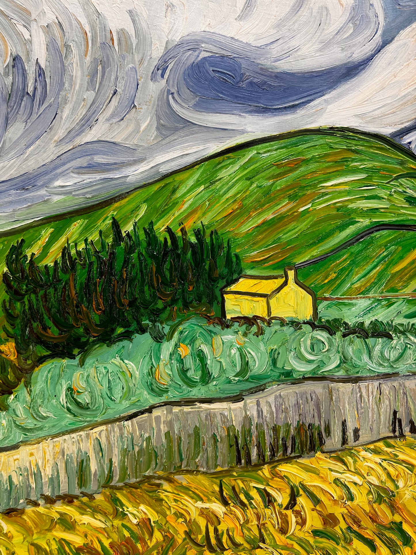 Peinture à l'huile peinte à la main de Van Gogh : Paysage derrière l'hôpital Saint-Paul (70 × 88,1 cm toile enroulée)
