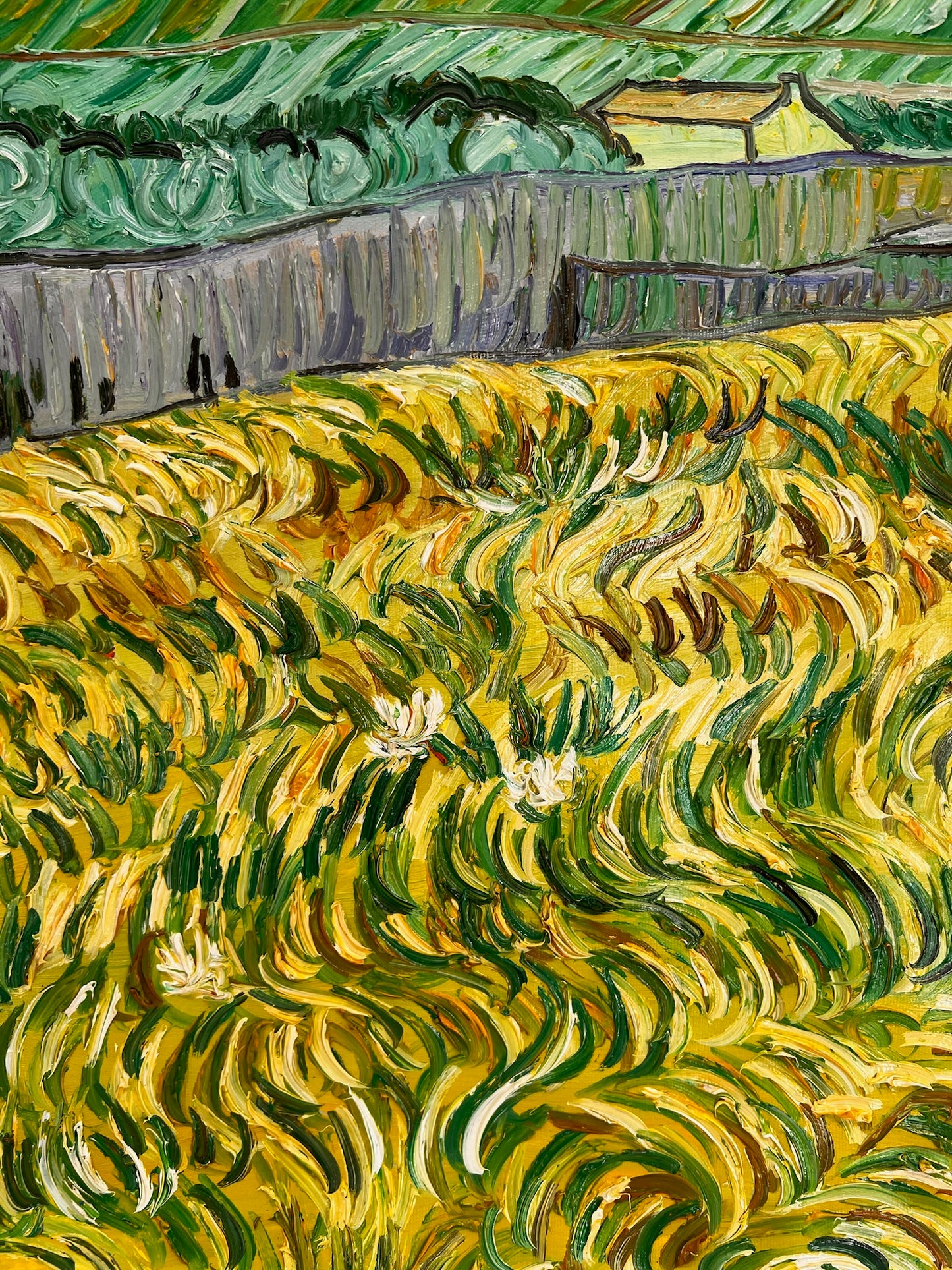 Peinture à l'huile peinte à la main de Van Gogh : Paysage derrière l'hôpital Saint-Paul (70 × 88,1 cm toile enroulée)