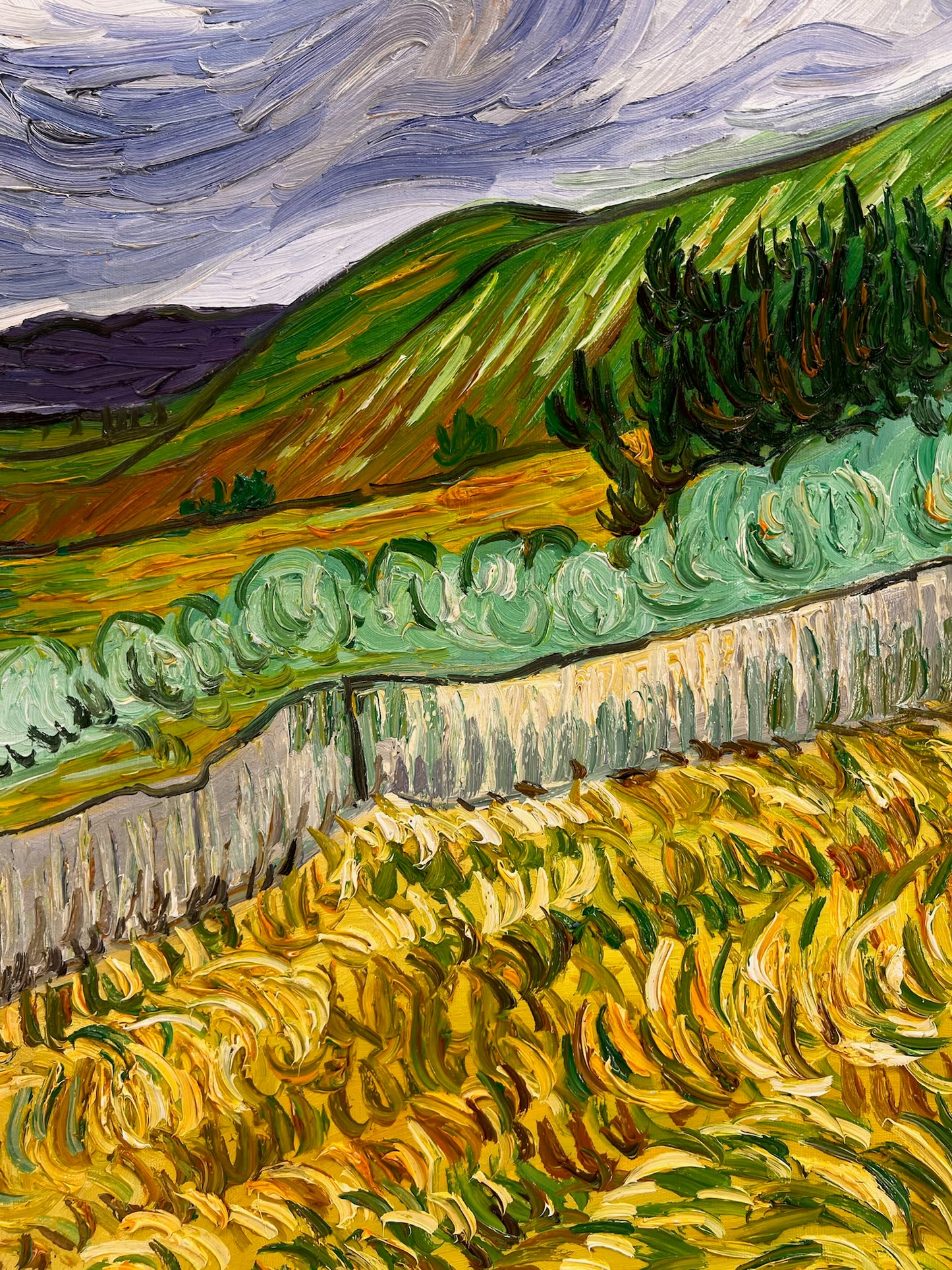 Peinture à l'huile peinte à la main de Van Gogh : Paysage derrière l'hôpital Saint-Paul (70 × 88,1 cm toile enroulée)