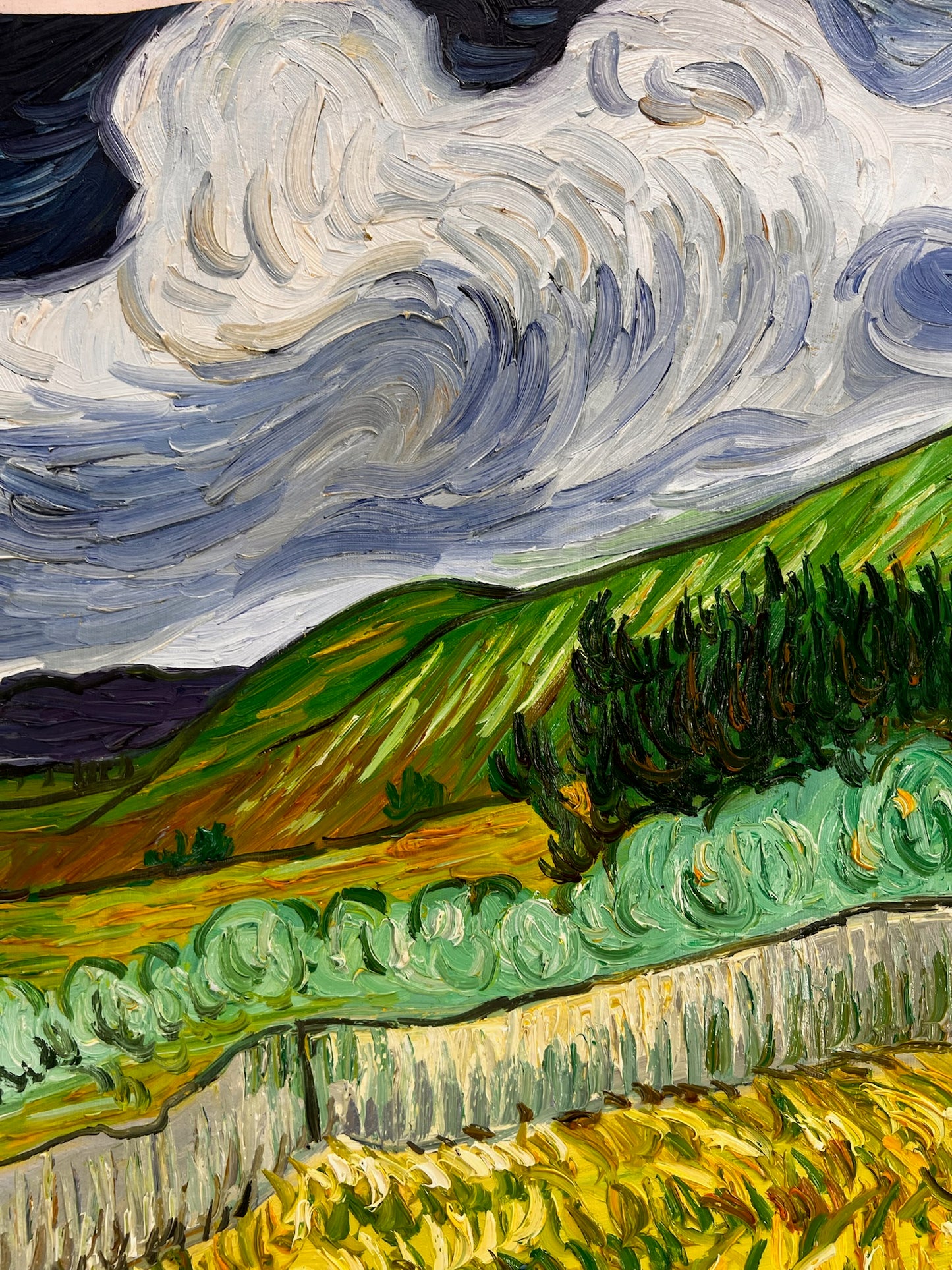 Peinture à l'huile peinte à la main de Van Gogh : Paysage derrière l'hôpital Saint-Paul (70 × 88,1 cm toile enroulée)
