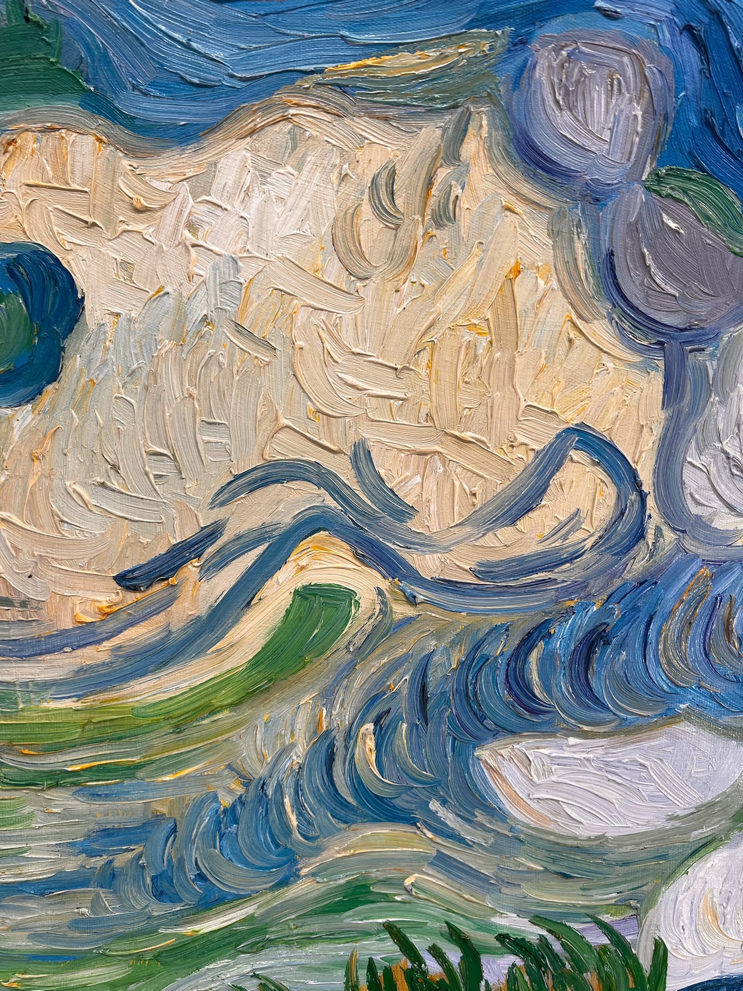 Peinture à la main de Van Gogh Champ de blé avec cyprès : peinture à l'huile post-impressionniste sur toile