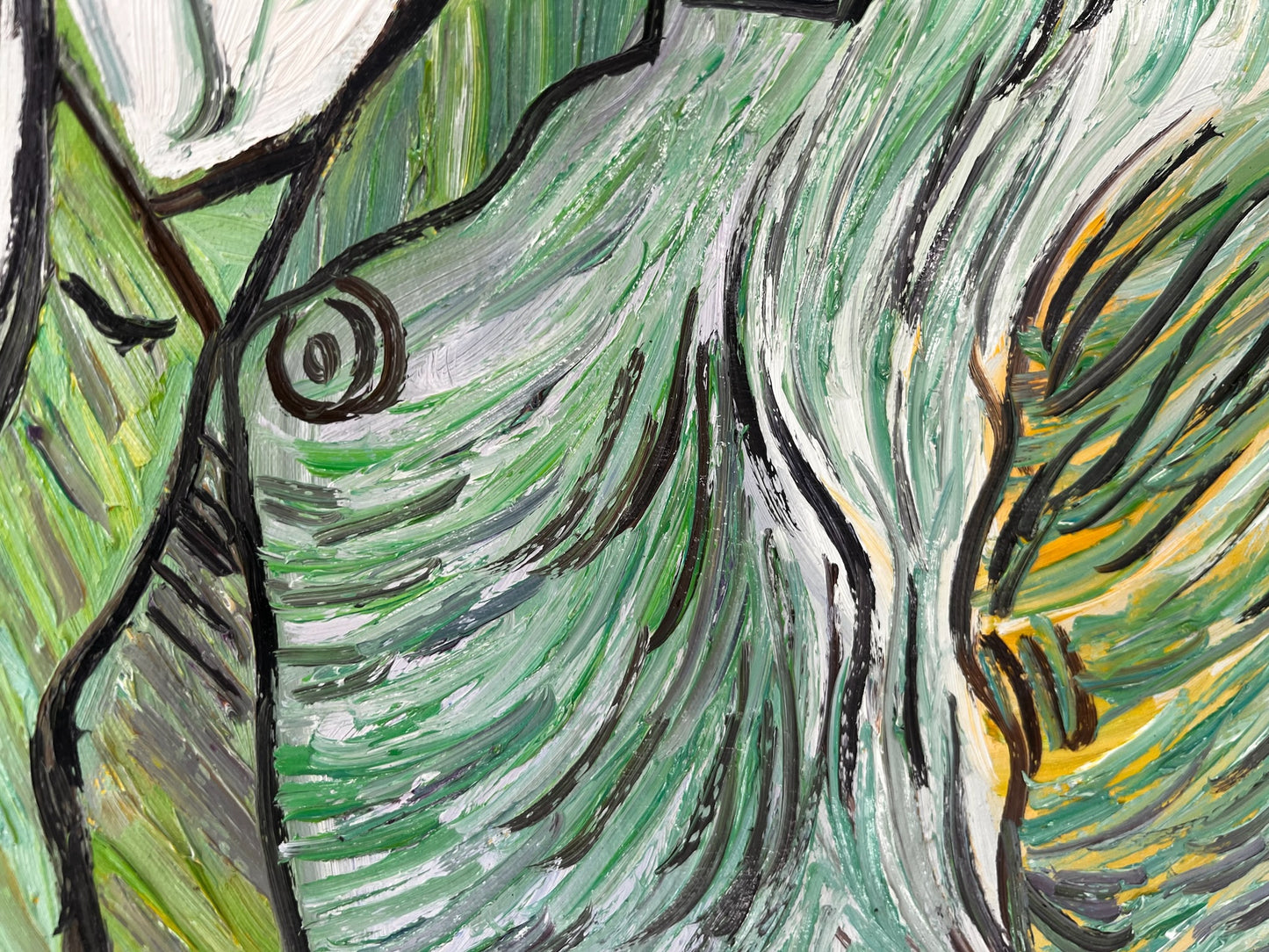 Autoportrait – Peinture à l'huile post-impressionniste peinte à la main sur toile (65 × 54 cm)
