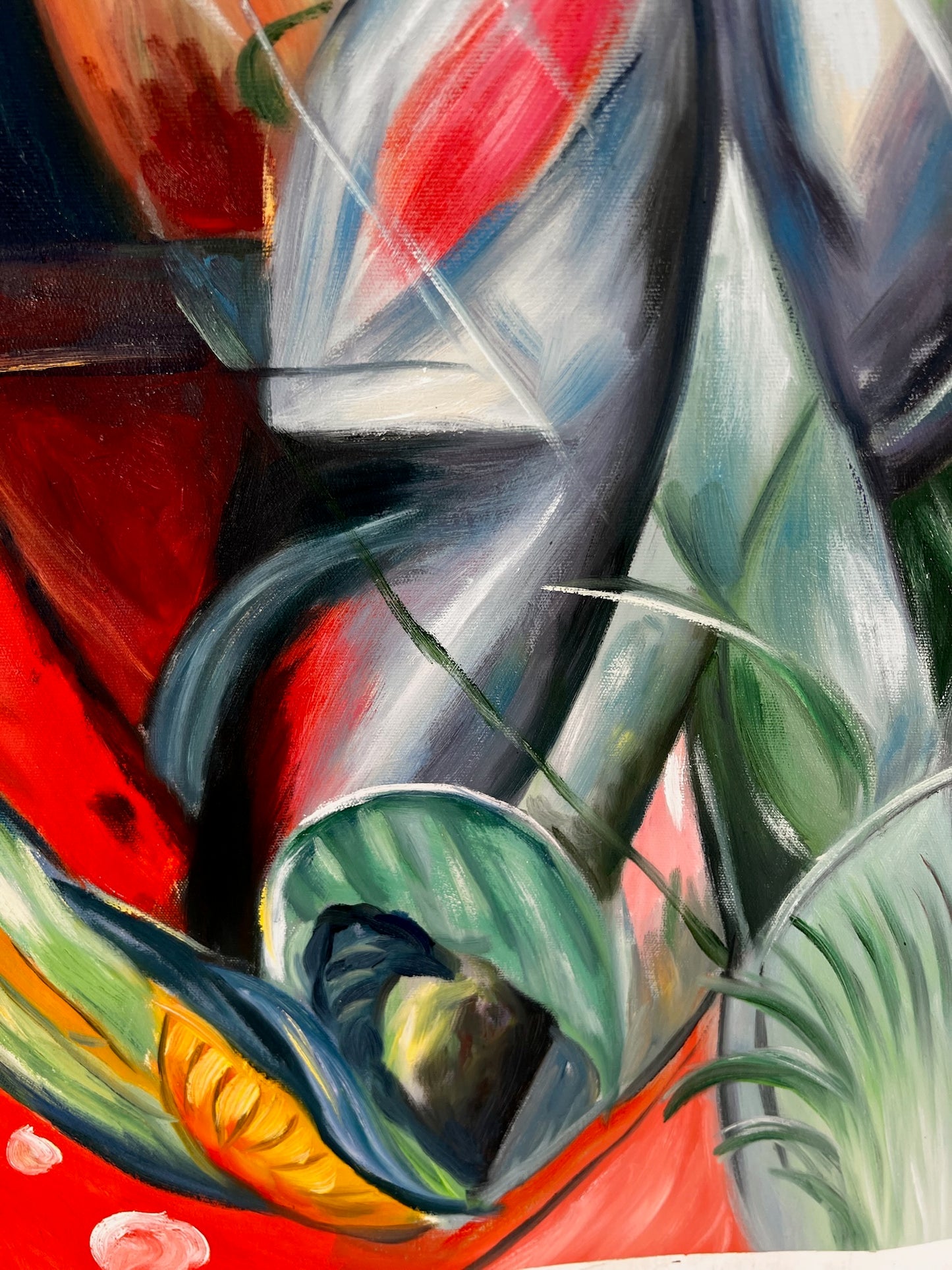 Sous la pluie (d'après Franz Marc) – Huile sur toile expressionniste peinte à la main (64 × 80 cm, livré roulé)