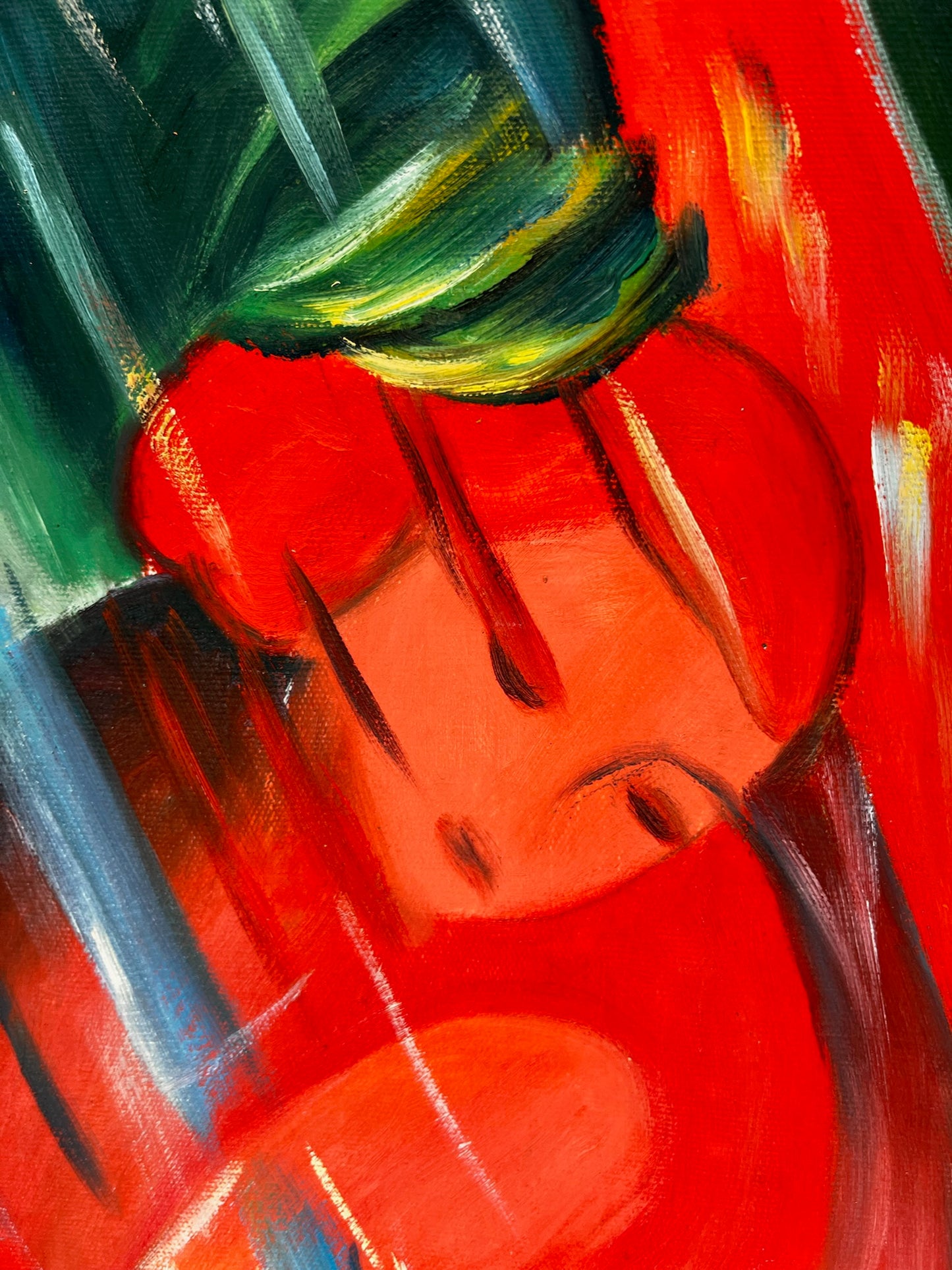 Sous la pluie (d'après Franz Marc) – Huile sur toile expressionniste peinte à la main (64 × 80 cm, livré roulé)