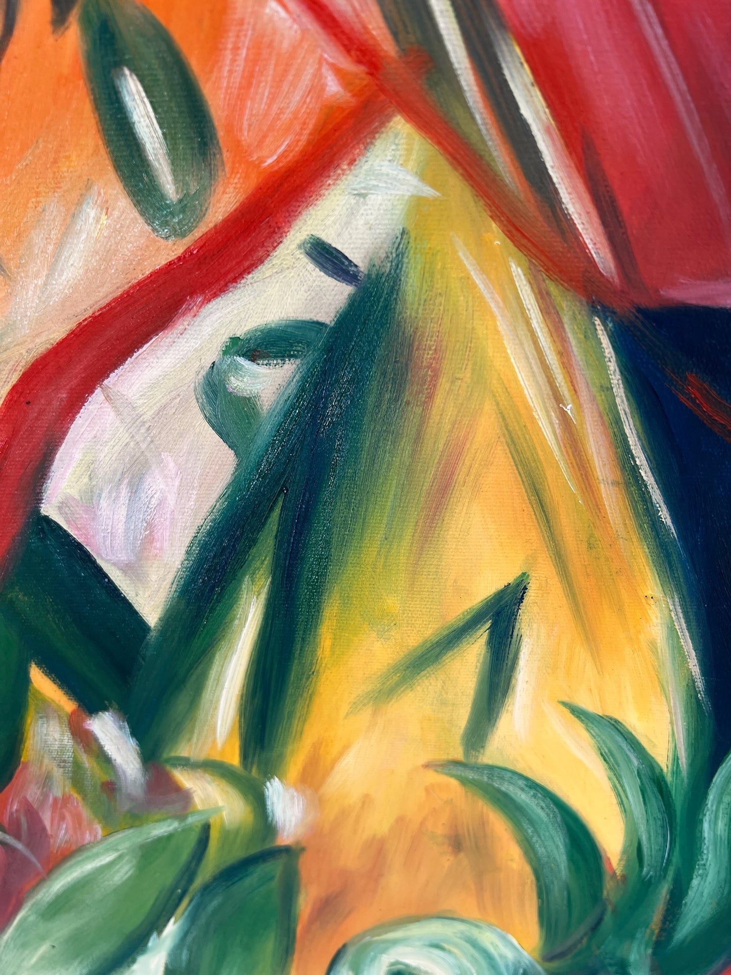 Sous la pluie (d'après Franz Marc) – Huile sur toile expressionniste peinte à la main (64 × 80 cm, livré roulé)