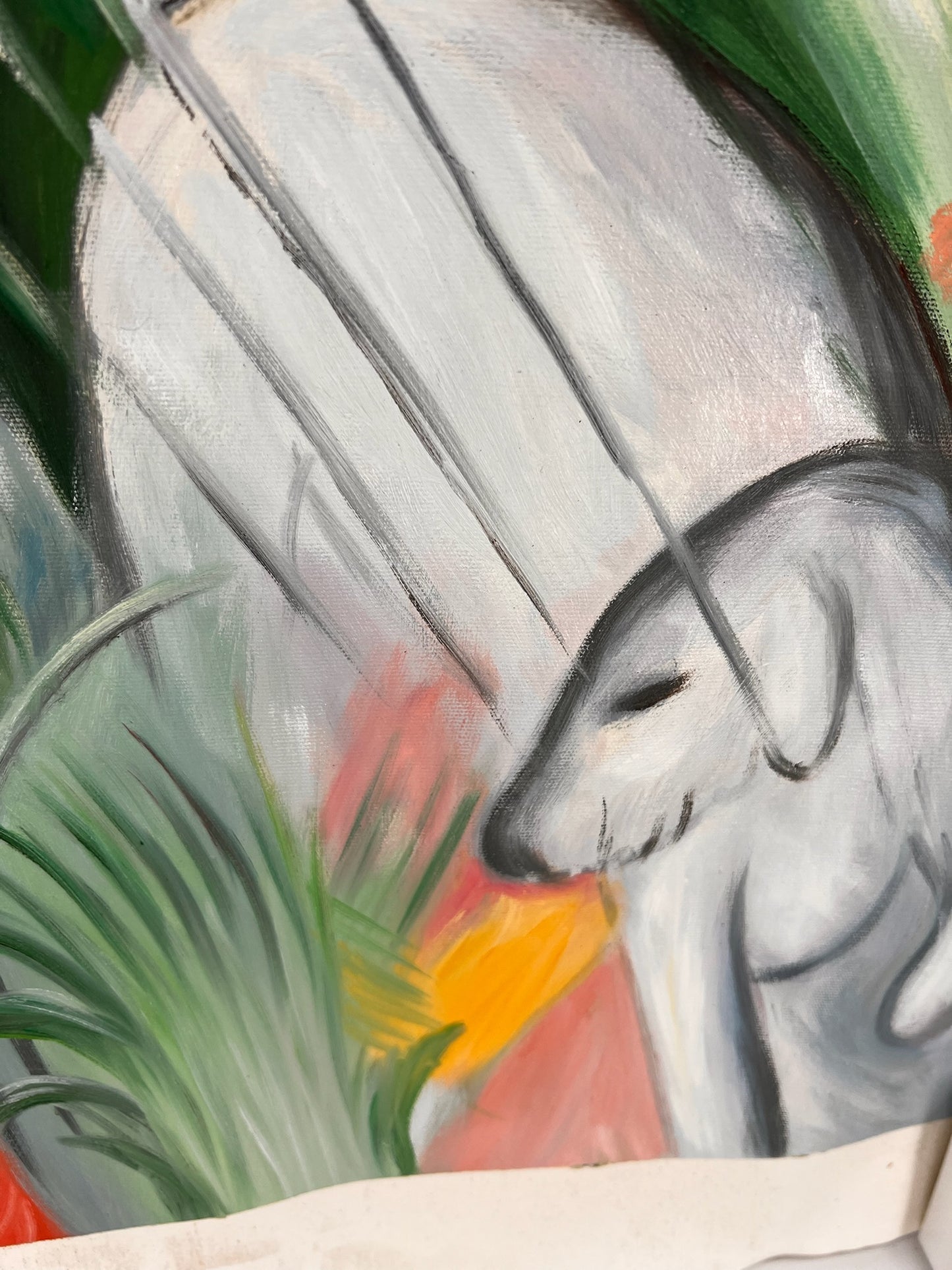Sous la pluie (d'après Franz Marc) – Huile sur toile expressionniste peinte à la main (64 × 80 cm, livré roulé)