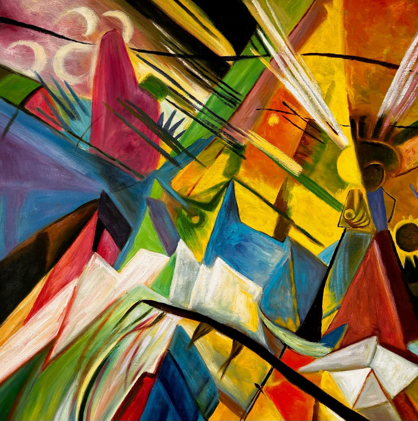 Tyrol (d'après Franz Marc) – Huile sur toile expressionniste peinte à la main (60 × 80 cm, livrée enroulée)