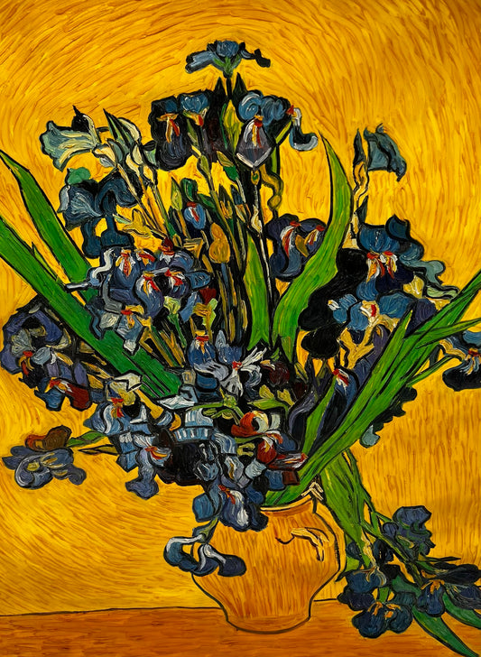 Vincent van Gogh – Vase avec des iris – Peinture à l'huile post-impressionniste peinte à la main sur toile (92 × 73,5 cm)