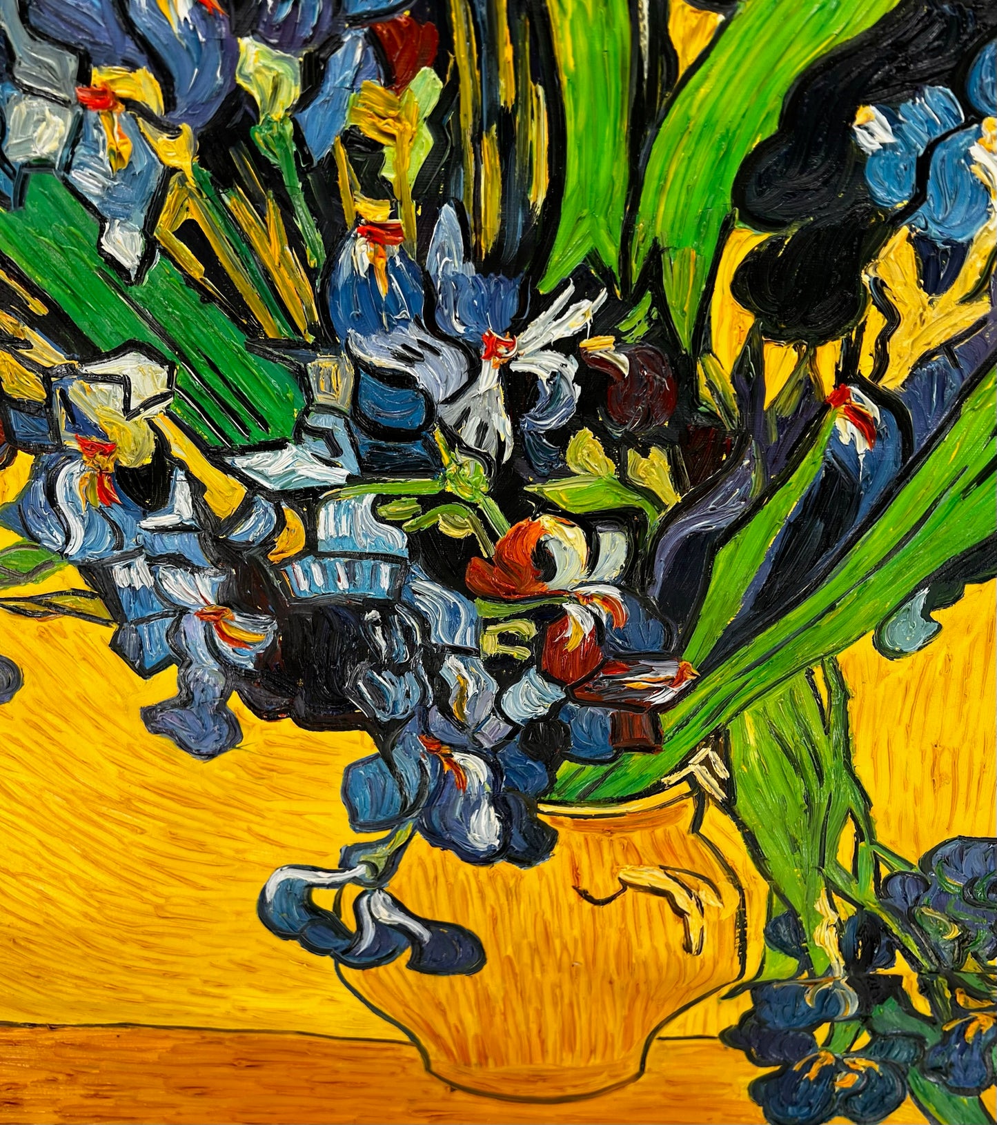 Vincent van Gogh – Vase avec des iris – Peinture à l'huile post-impressionniste peinte à la main sur toile (92 × 73,5 cm)