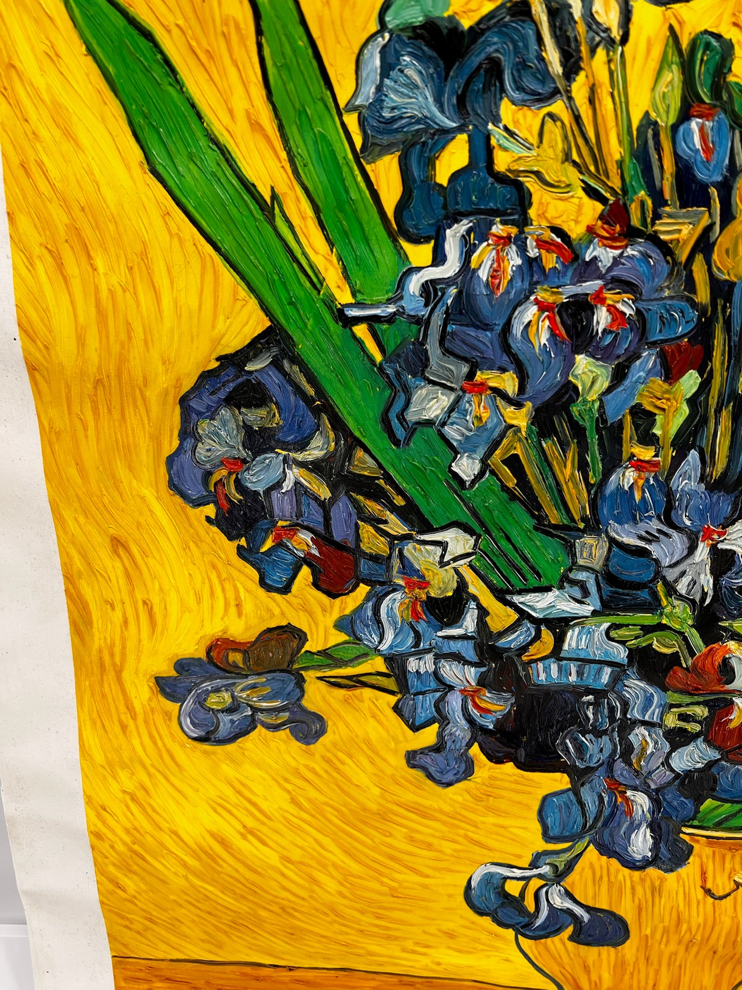 Vincent van Gogh – Vase avec des iris – Peinture à l'huile post-impressionniste peinte à la main sur toile (92 × 73,5 cm)