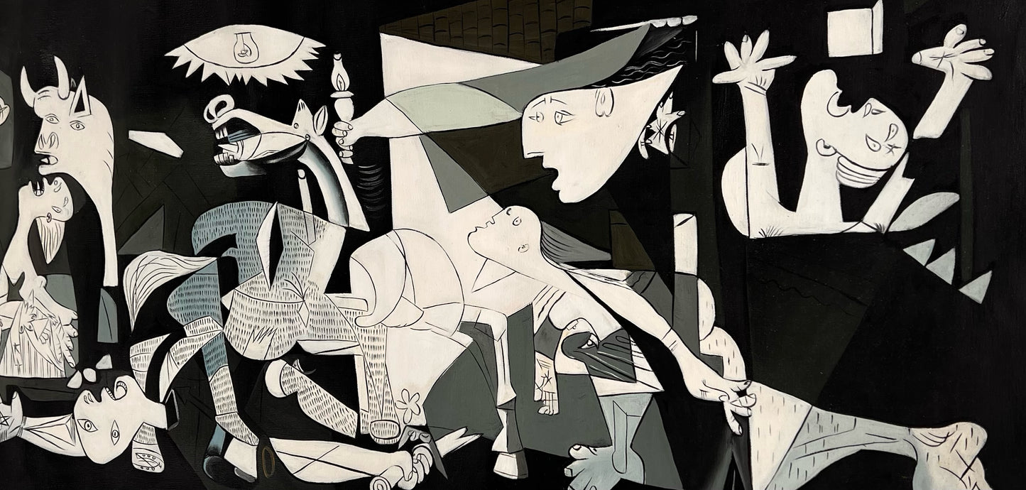 Guernica – Peinture à l'huile cubiste peinte à la main sur toile (50 × 100 cm)