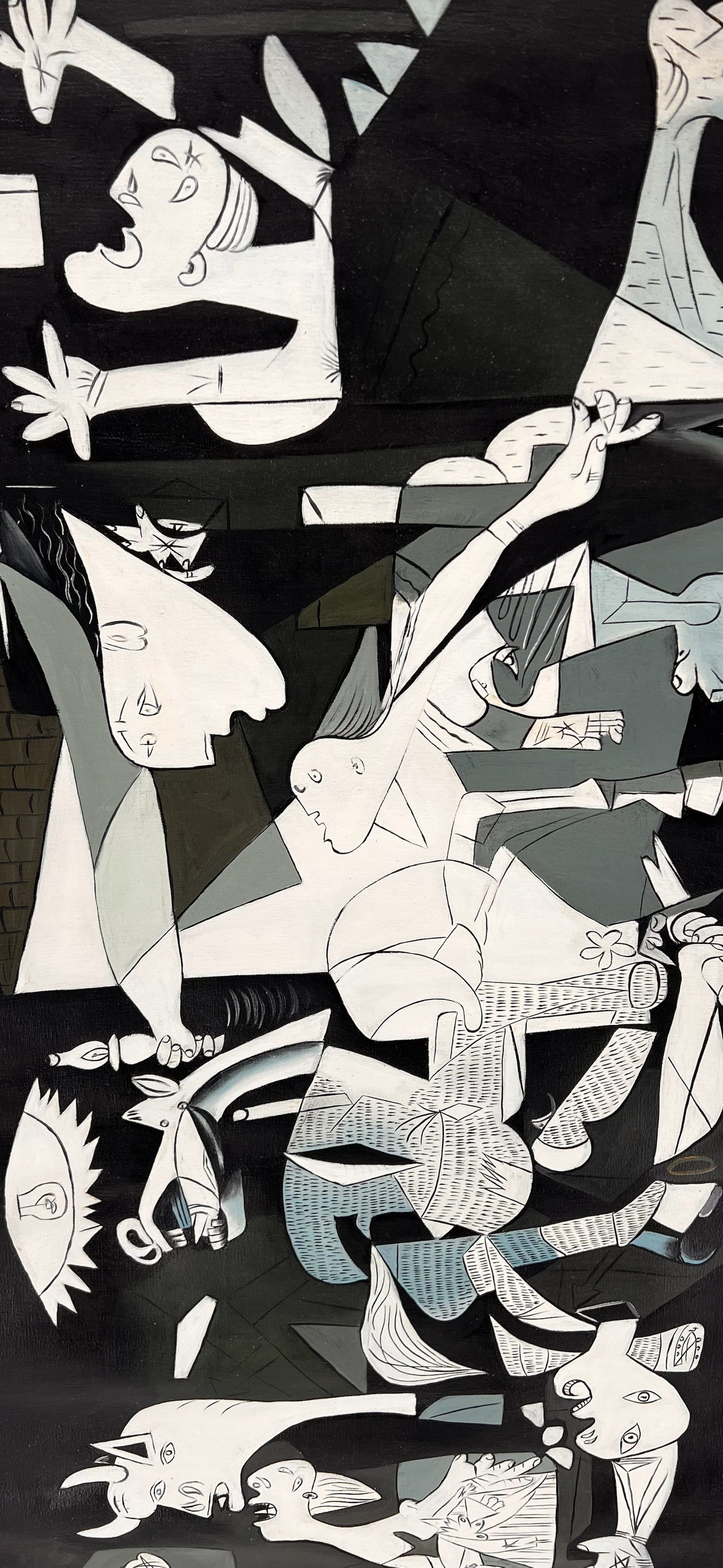 Guernica – Peinture à l'huile cubiste peinte à la main sur toile (50 × 100 cm)