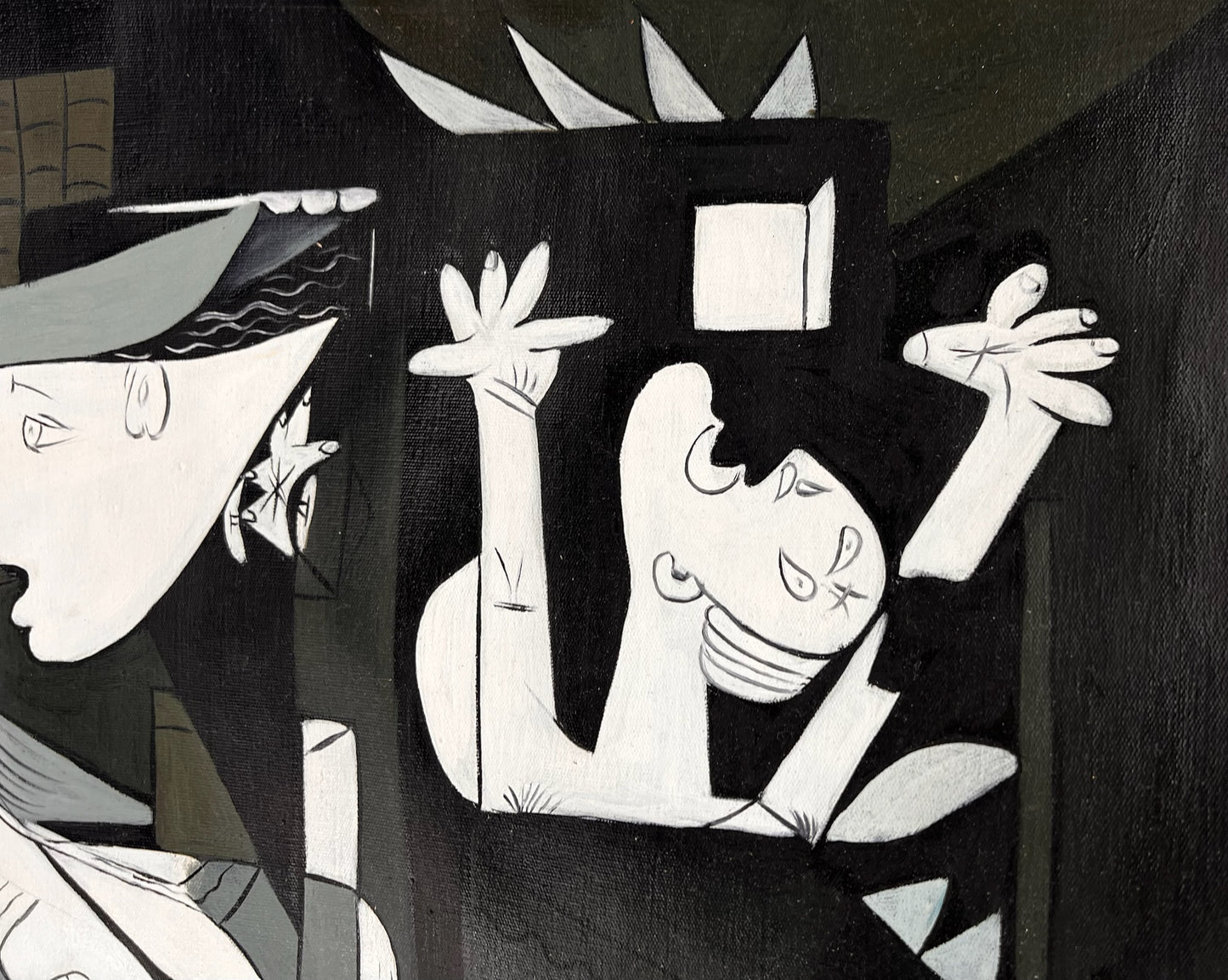 Guernica – Peinture à l'huile cubiste peinte à la main sur toile (50 × 100 cm)