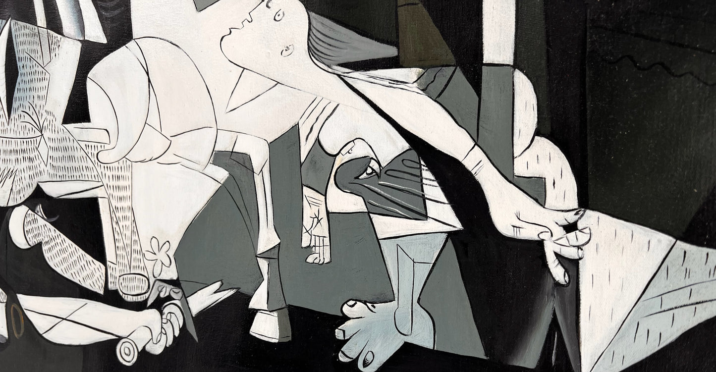 Guernica – Peinture à l'huile cubiste peinte à la main sur toile (50 × 100 cm)