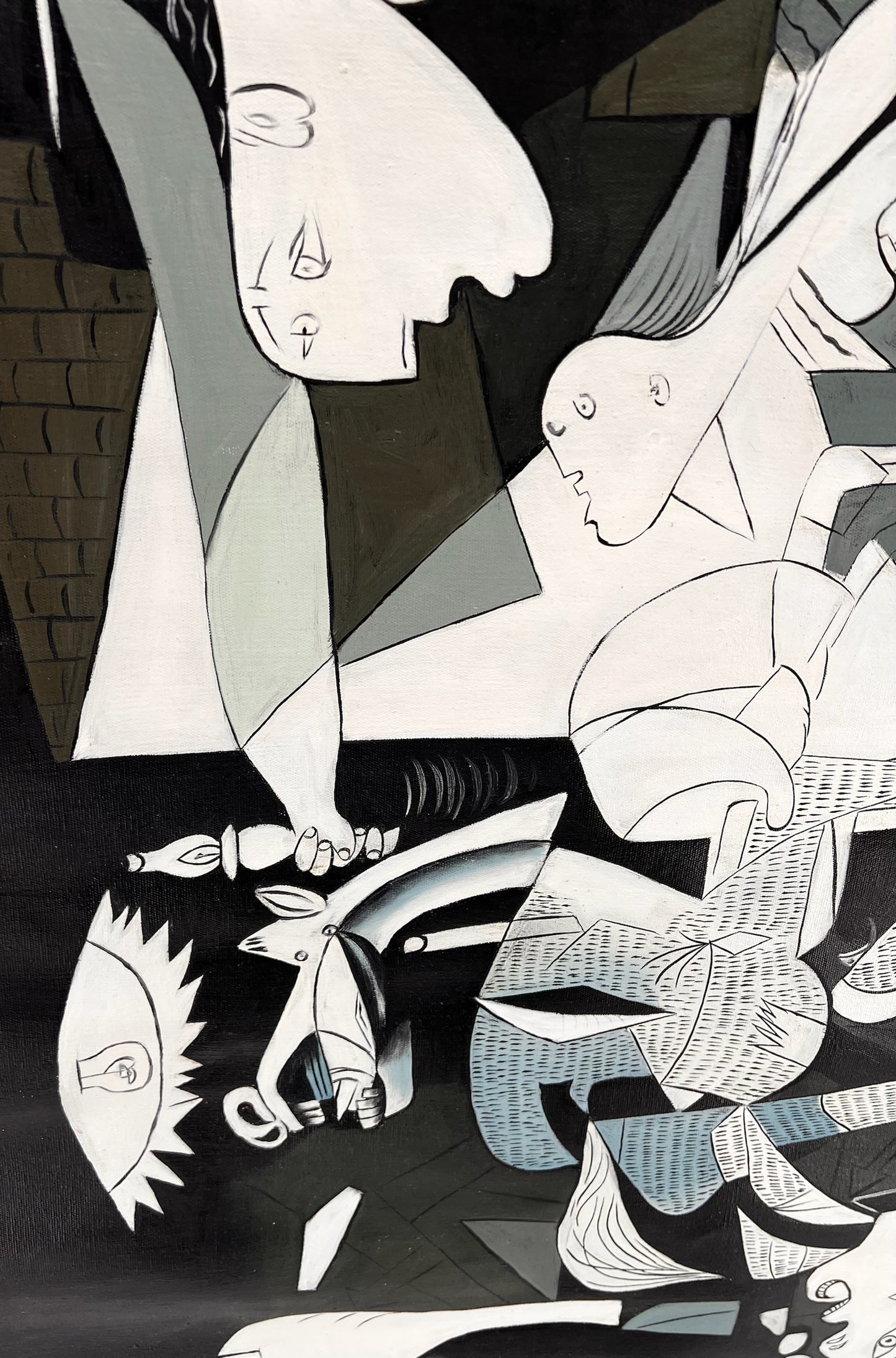 Guernica – Peinture à l'huile cubiste peinte à la main sur toile (50 × 100 cm)