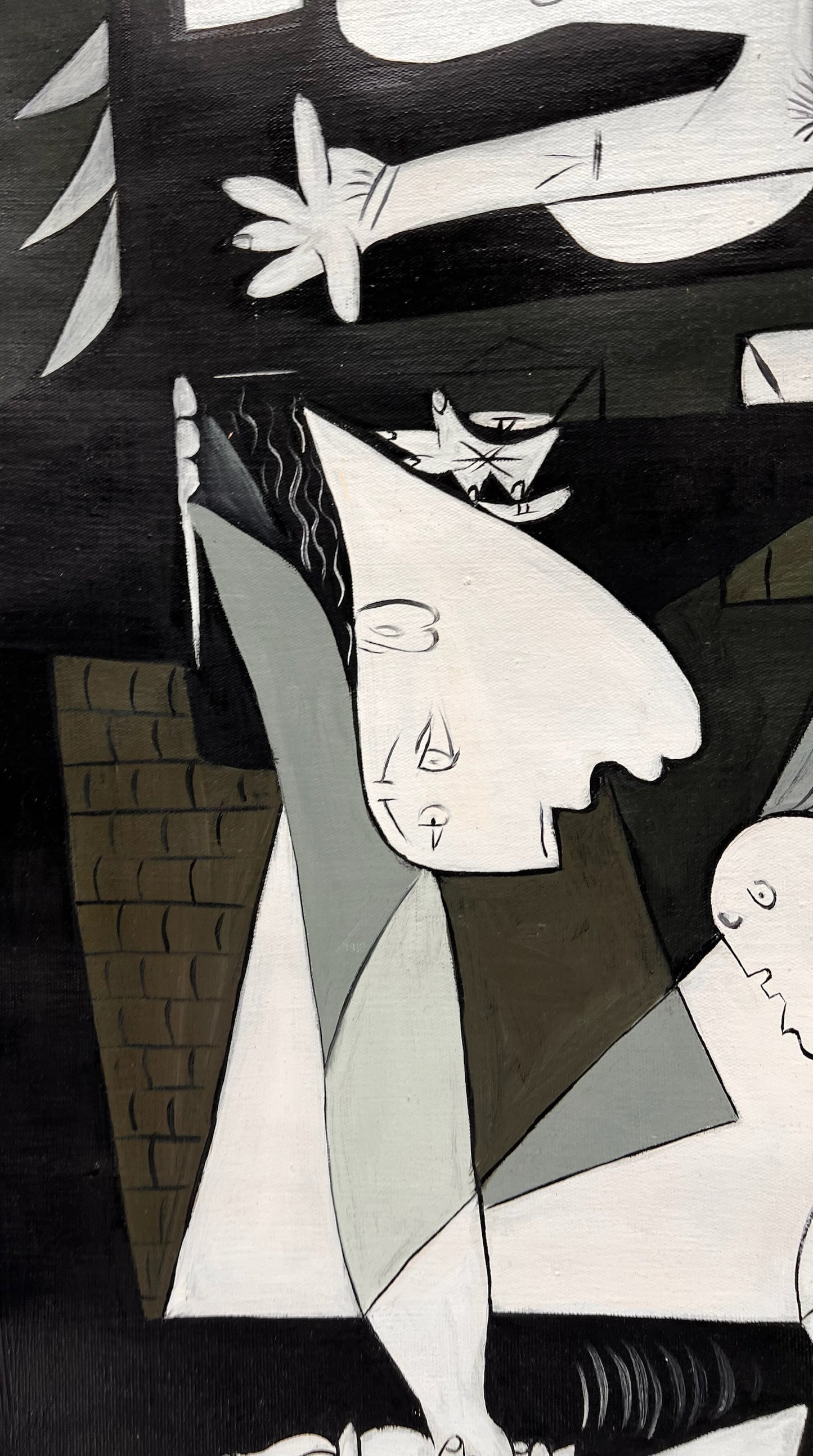 Guernica – Peinture à l'huile cubiste peinte à la main sur toile (50 × 100 cm)
