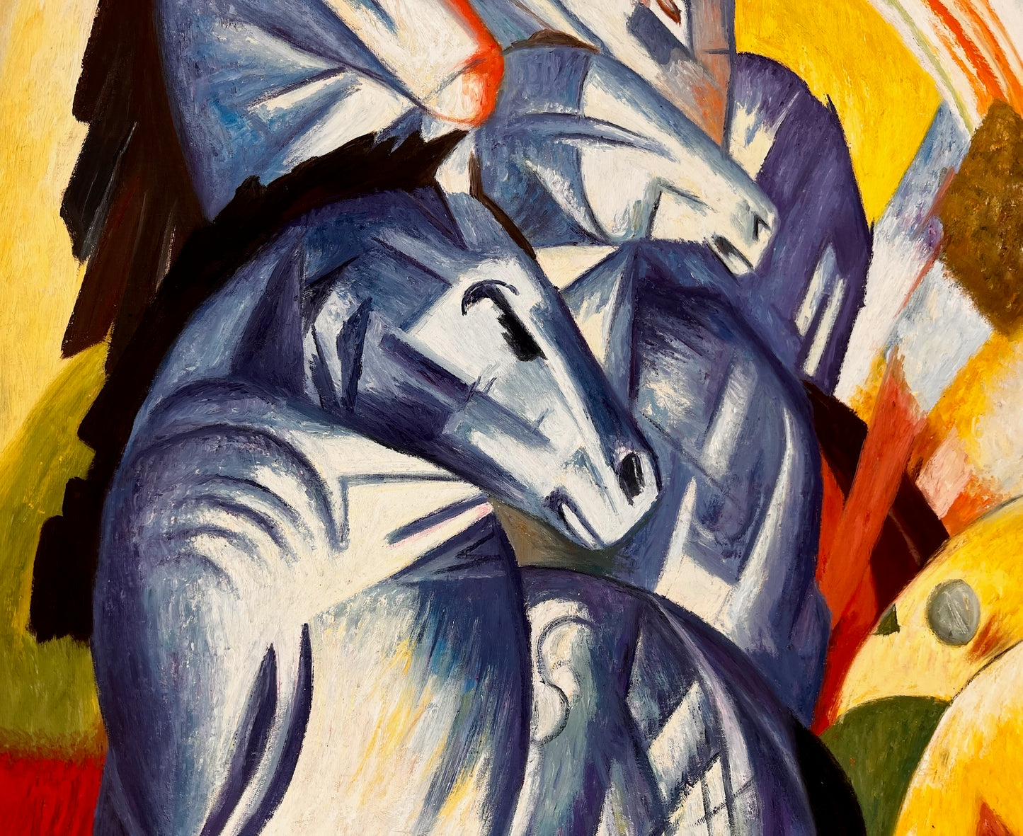 La Tour des Chevaux Bleus – Peinture à l'huile expressionniste peinte à la main sur toile (60 × 80 cm)