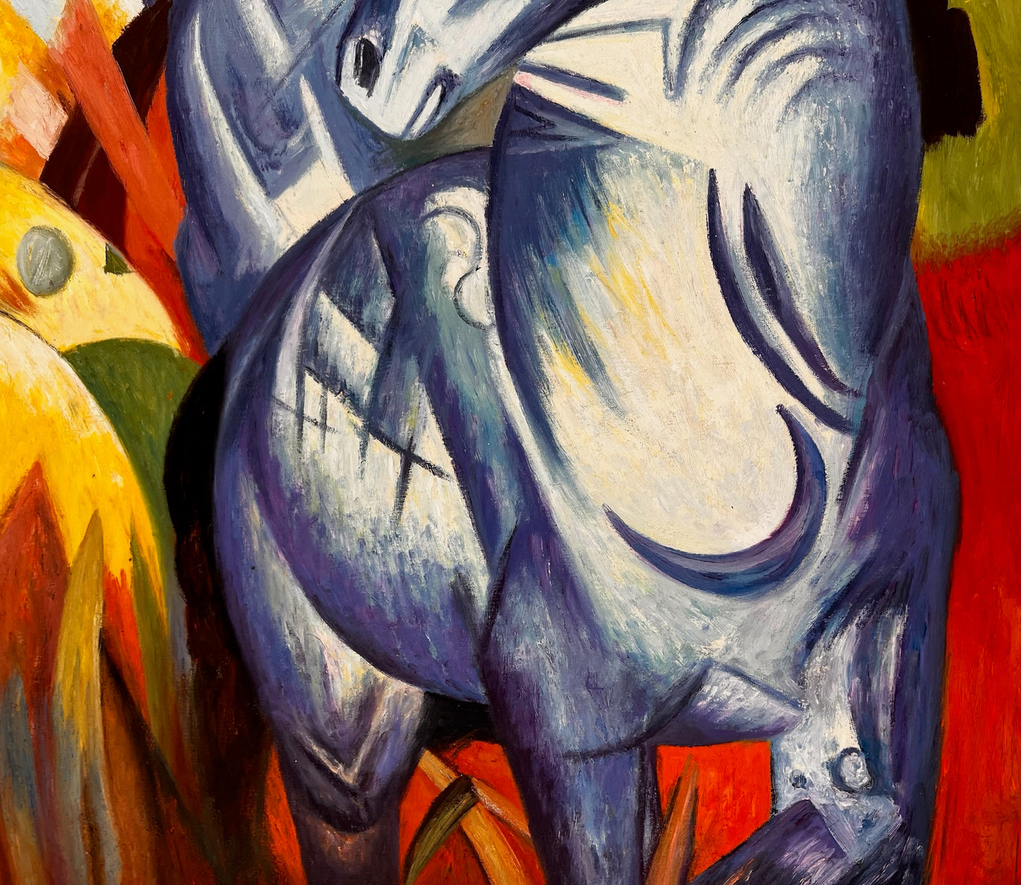La Tour des Chevaux Bleus – Peinture à l'huile expressionniste peinte à la main sur toile (60 × 80 cm)