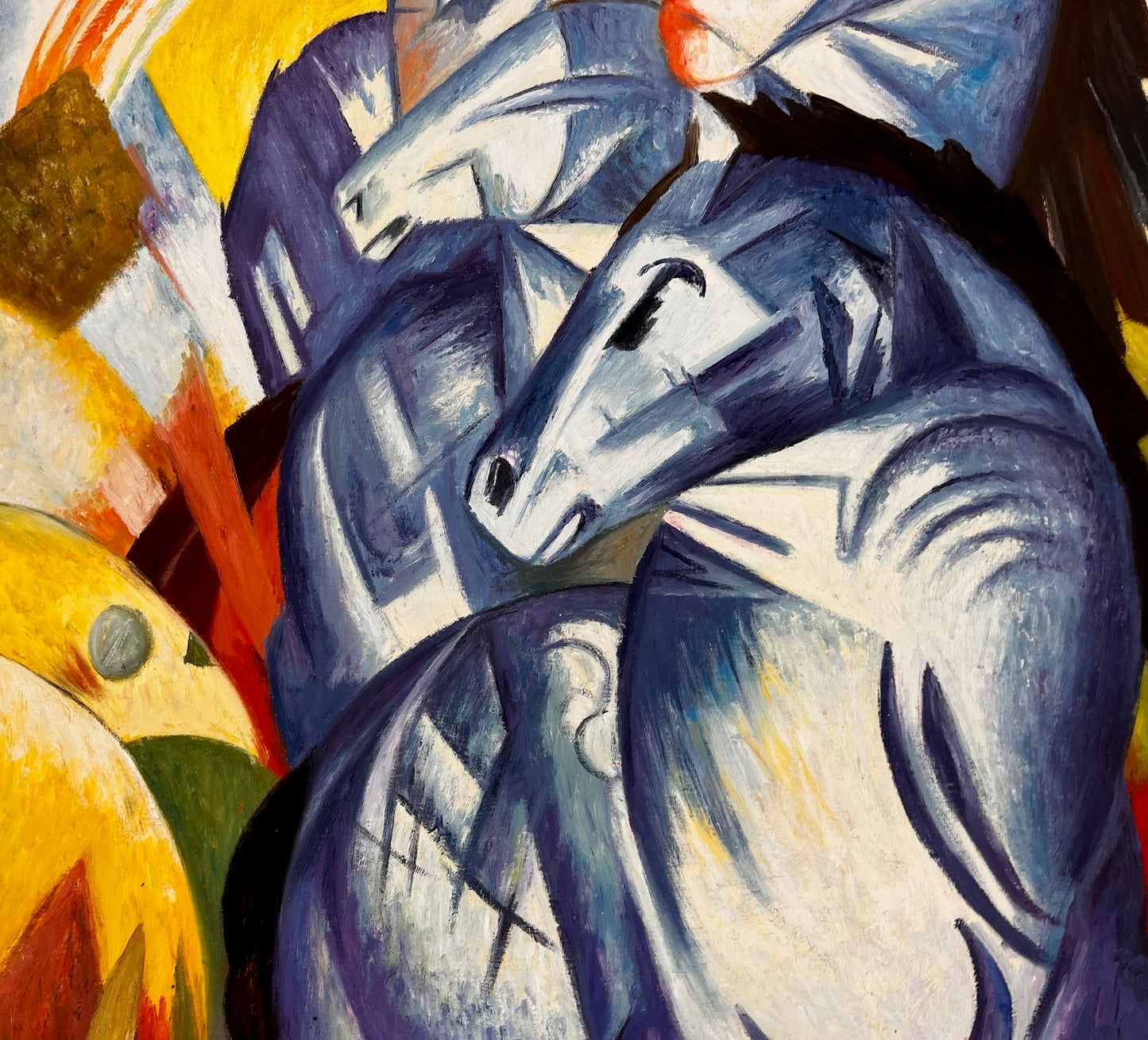 La Tour des Chevaux Bleus – Peinture à l'huile expressionniste peinte à la main sur toile (60 × 80 cm)