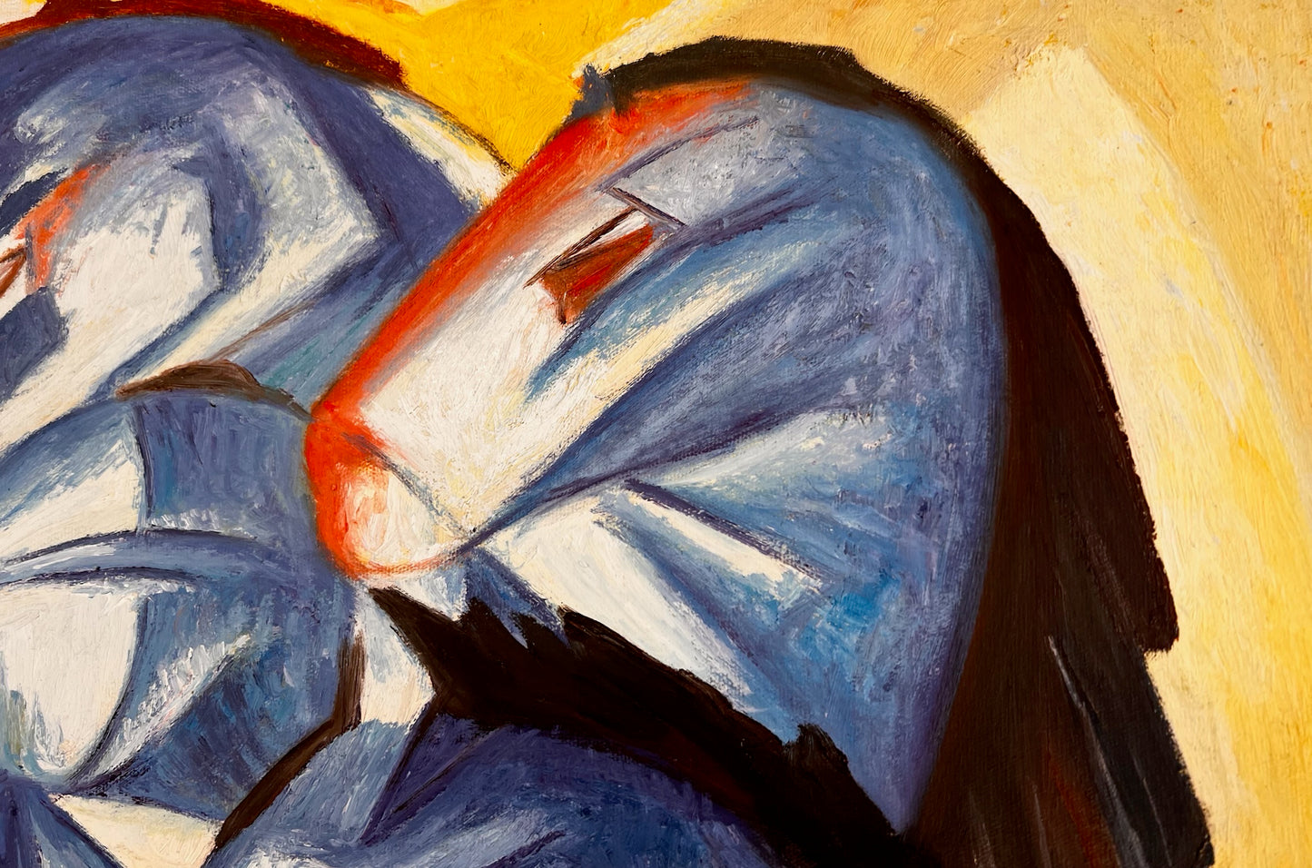 La Tour des Chevaux Bleus – Peinture à l'huile expressionniste peinte à la main sur toile (60 × 80 cm)