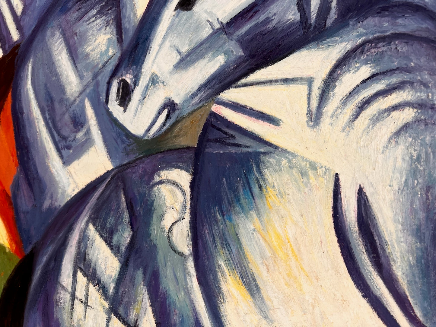 La Tour des Chevaux Bleus – Peinture à l'huile expressionniste peinte à la main sur toile (60 × 80 cm)
