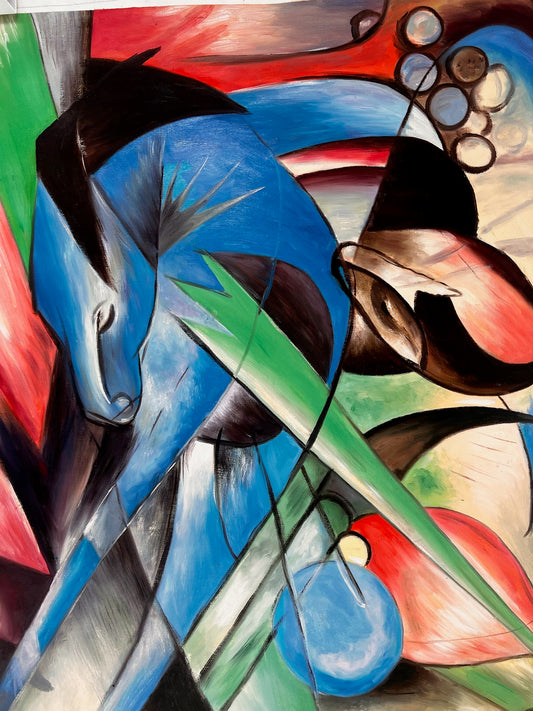 Rehe im Walde II – Peinture à l'huile expressionniste peinte à la main sur toile (64 × 80 cm)