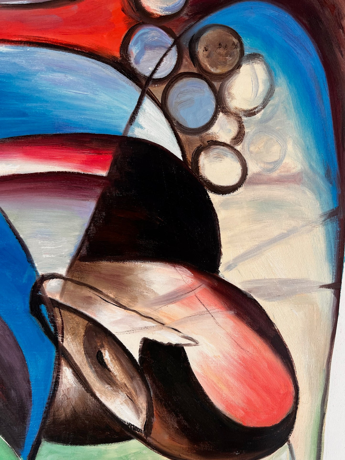 Rehe im Walde II – Peinture à l'huile expressionniste peinte à la main sur toile (64 × 80 cm)