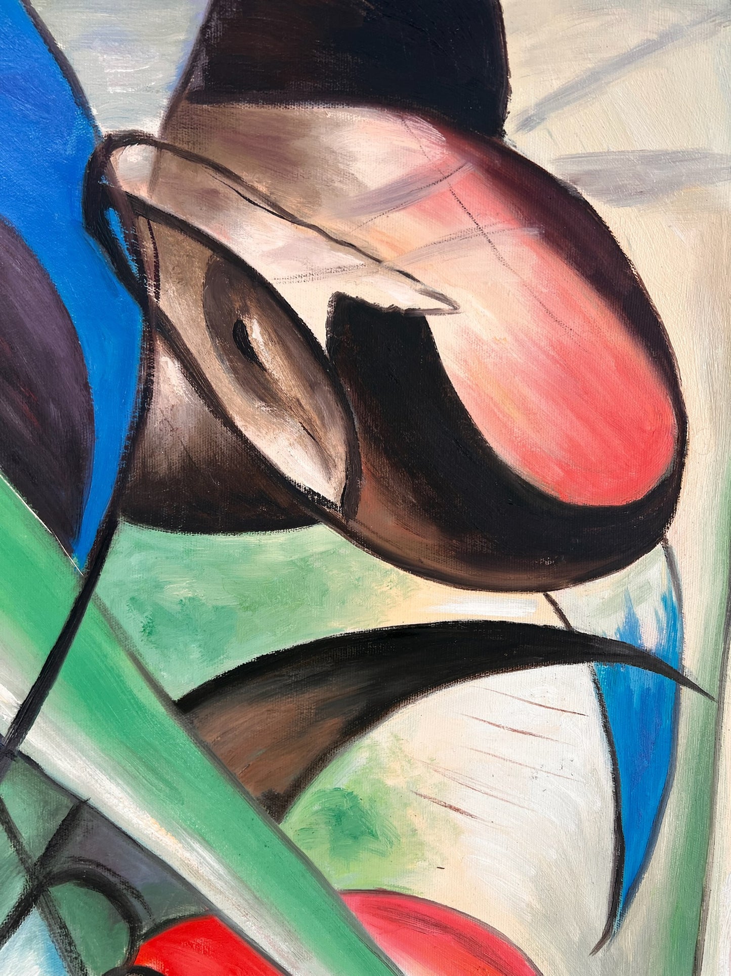 Rehe im Walde II – Peinture à l'huile expressionniste peinte à la main sur toile (64 × 80 cm)