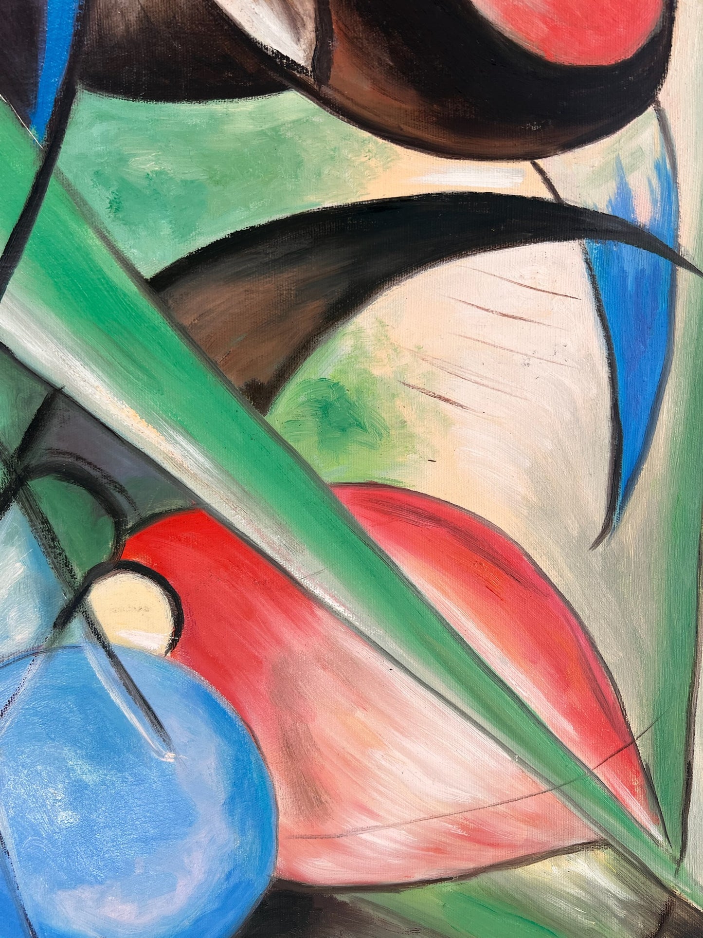 Rehe im Walde II – Peinture à l'huile expressionniste peinte à la main sur toile (64 × 80 cm)